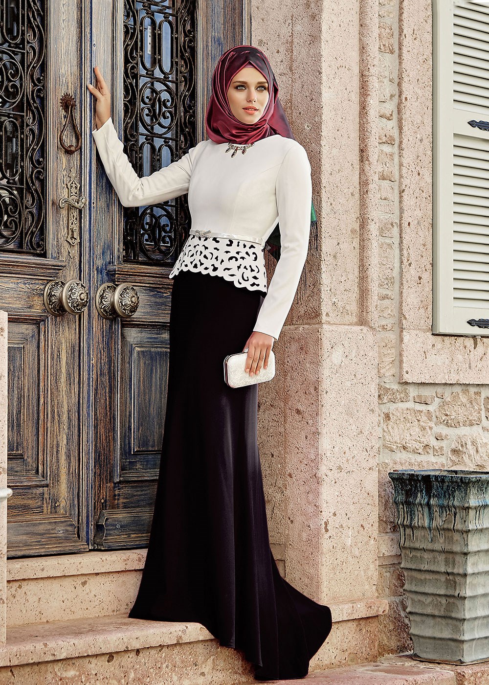 Tesettür giyim SİYAH 5213 Suzanna Tesettür Abiye 38/44 TEK40