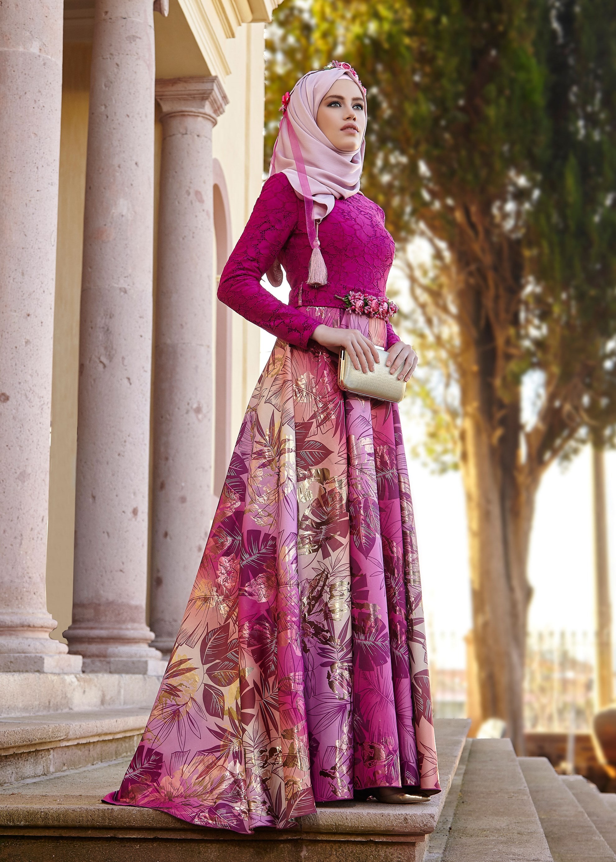 Tesettür giyim FUŞYA 5220 40379 Tesettür Abiye 36/40(38) TEK38