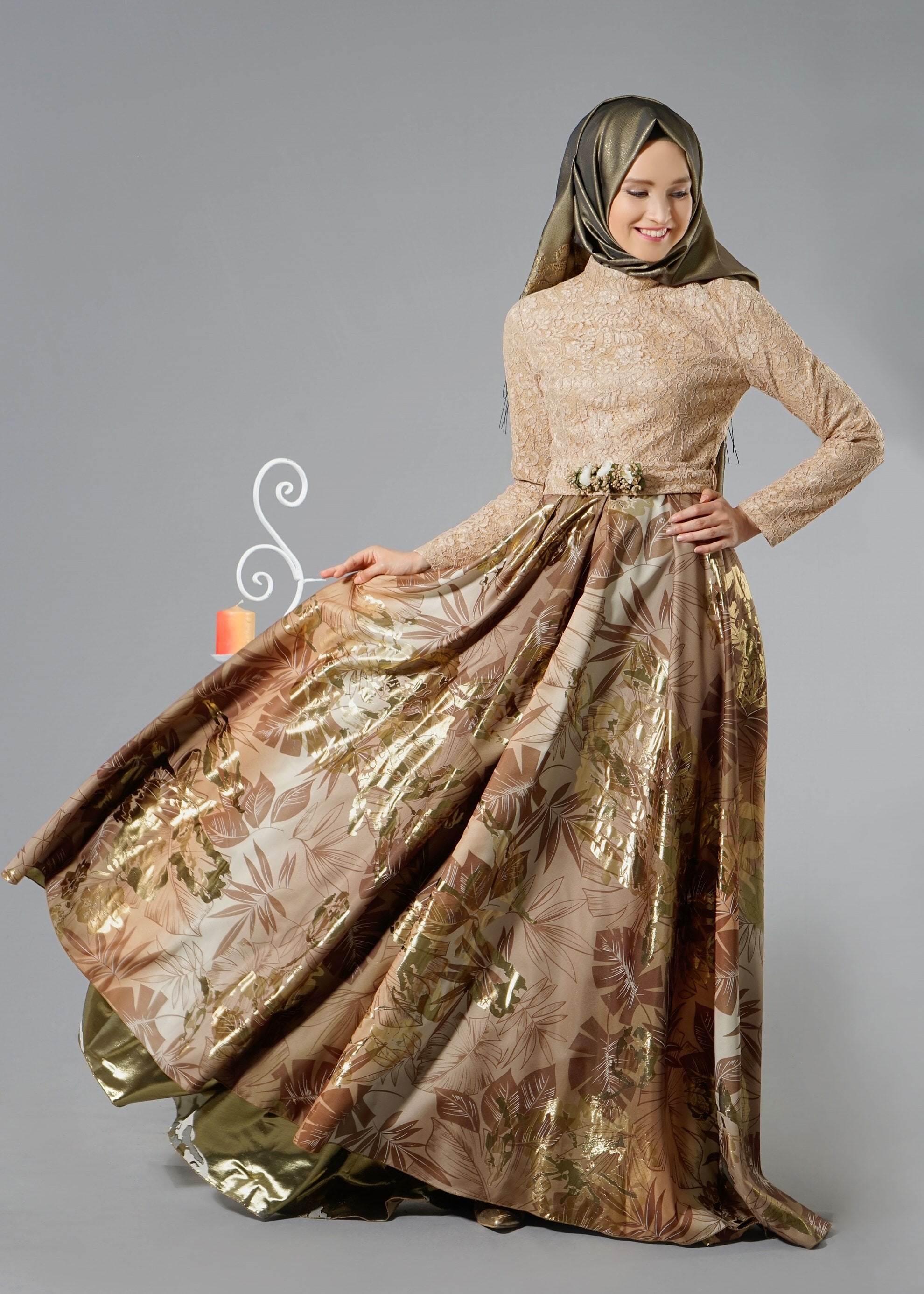 Tesettür giyim ALTIN 5220 40379 Tesettür Abiye 36/40(38) TEK38