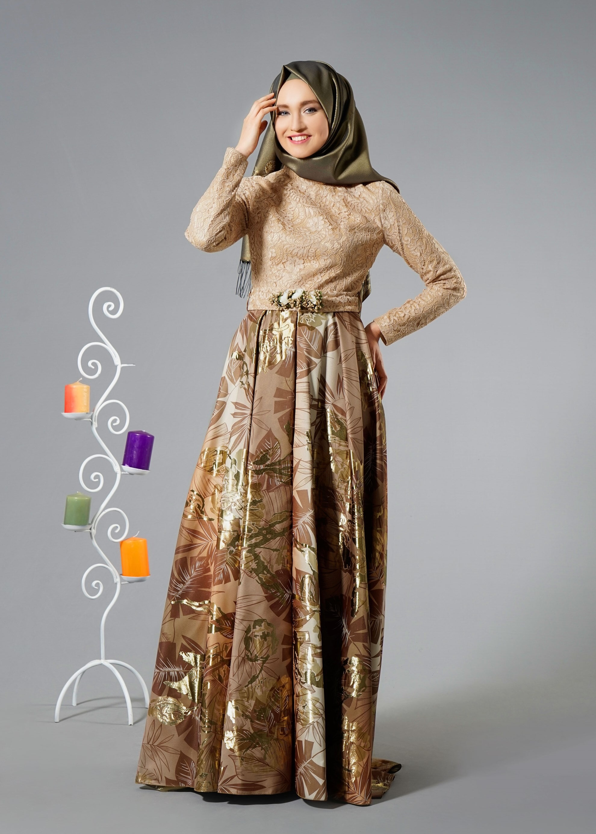 Tesettür giyim ALTIN 5220 40379 Tesettür Abiye 36/40(38) TEK38