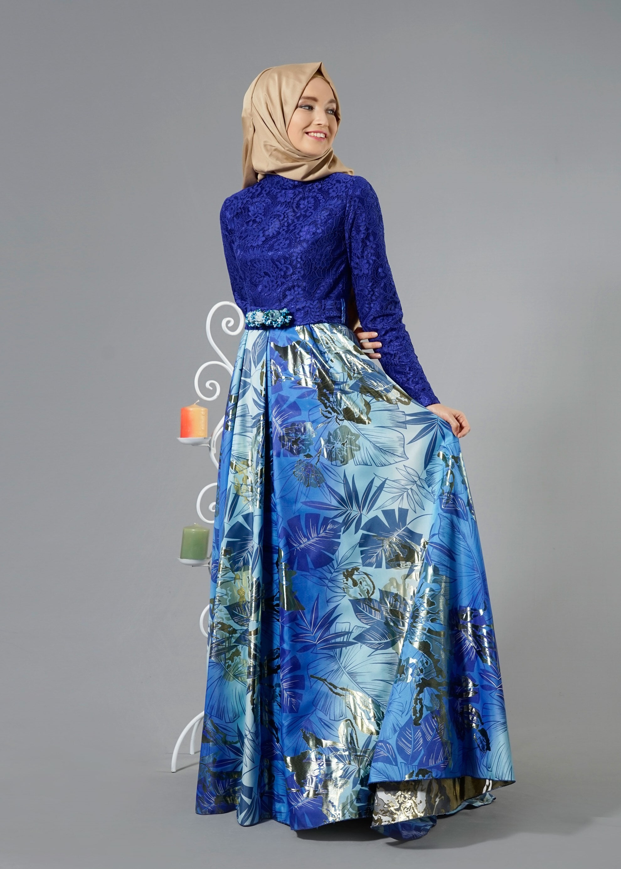 Tesettür giyim LACİVERT 5220 40379 Tesettür Abiye 36/40(38) TEK38