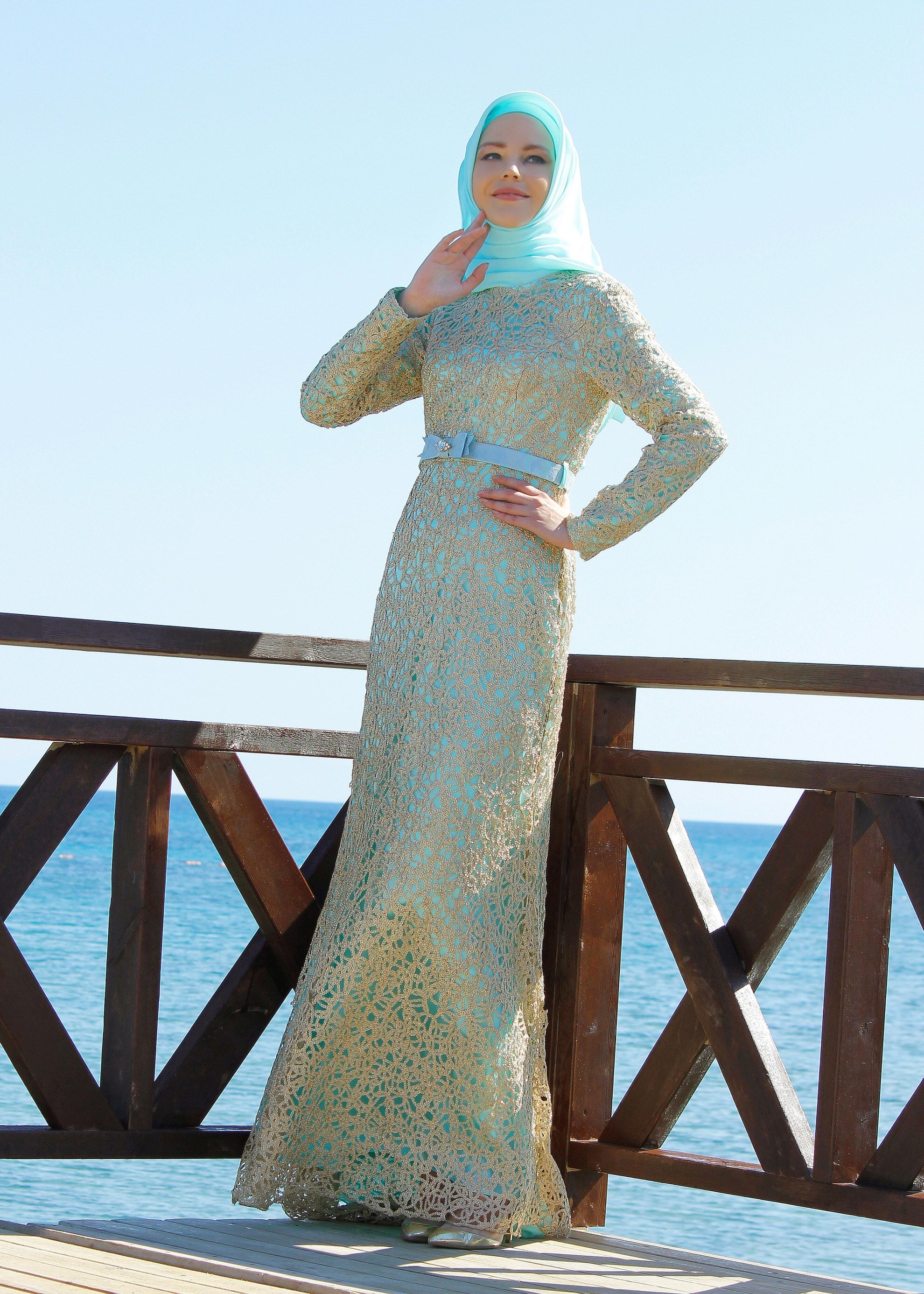 Tesettür giyim ALTIN 5230 Tiffaniy Tesettür Abiye 38/42(38)