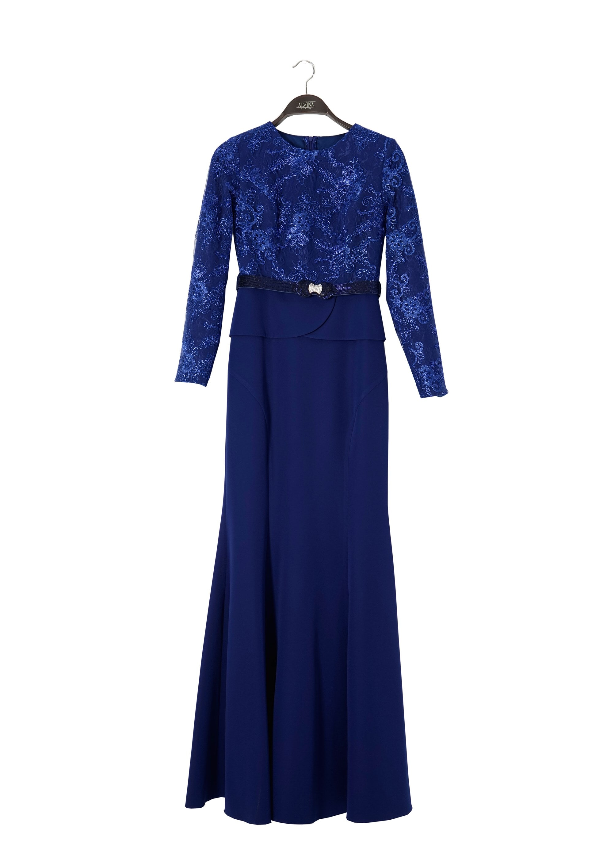 Tesettür giyim LACİVERT PUL PAYETLİ ABİYE ELBİSE 5239