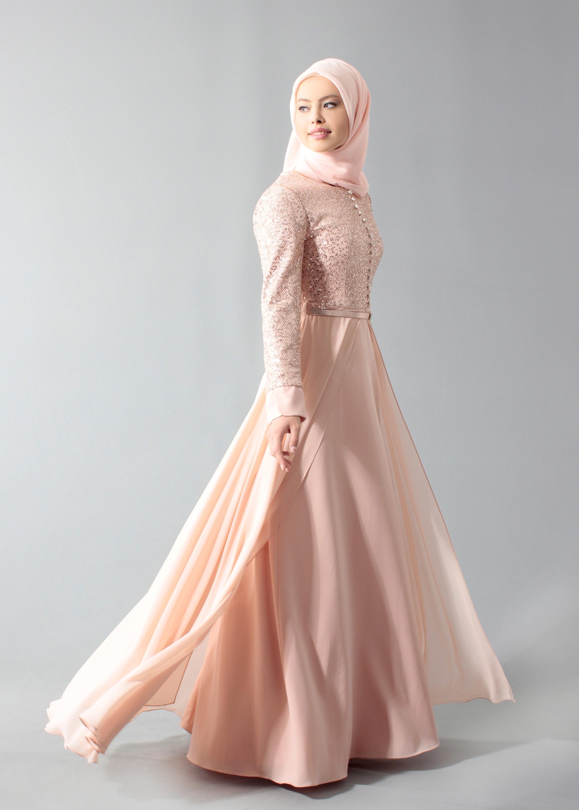 Tesettür giyim PUDRA 5242 CRİSS TESETTÜR ABİYE 38/44