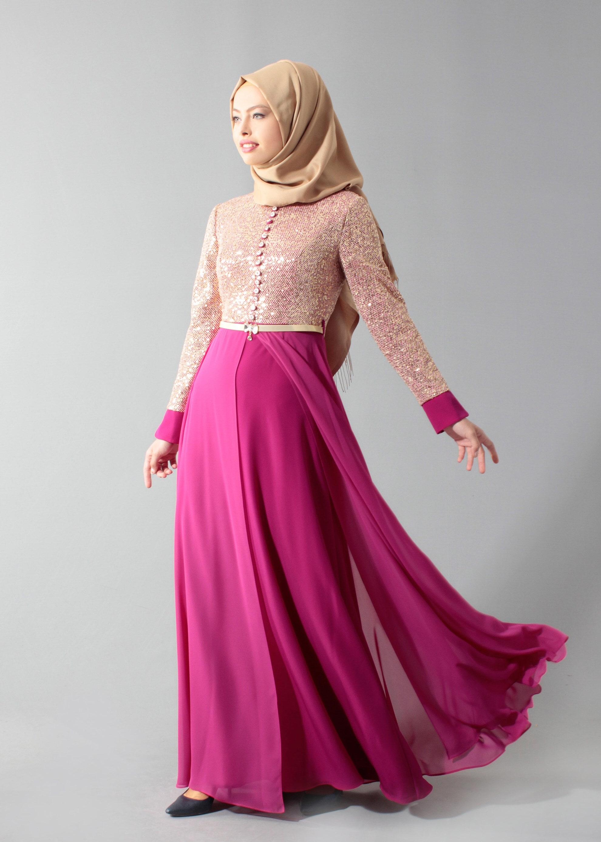 Tesettür giyim MOR 5242 CRİSS TESETTÜR ABİYE 38/44