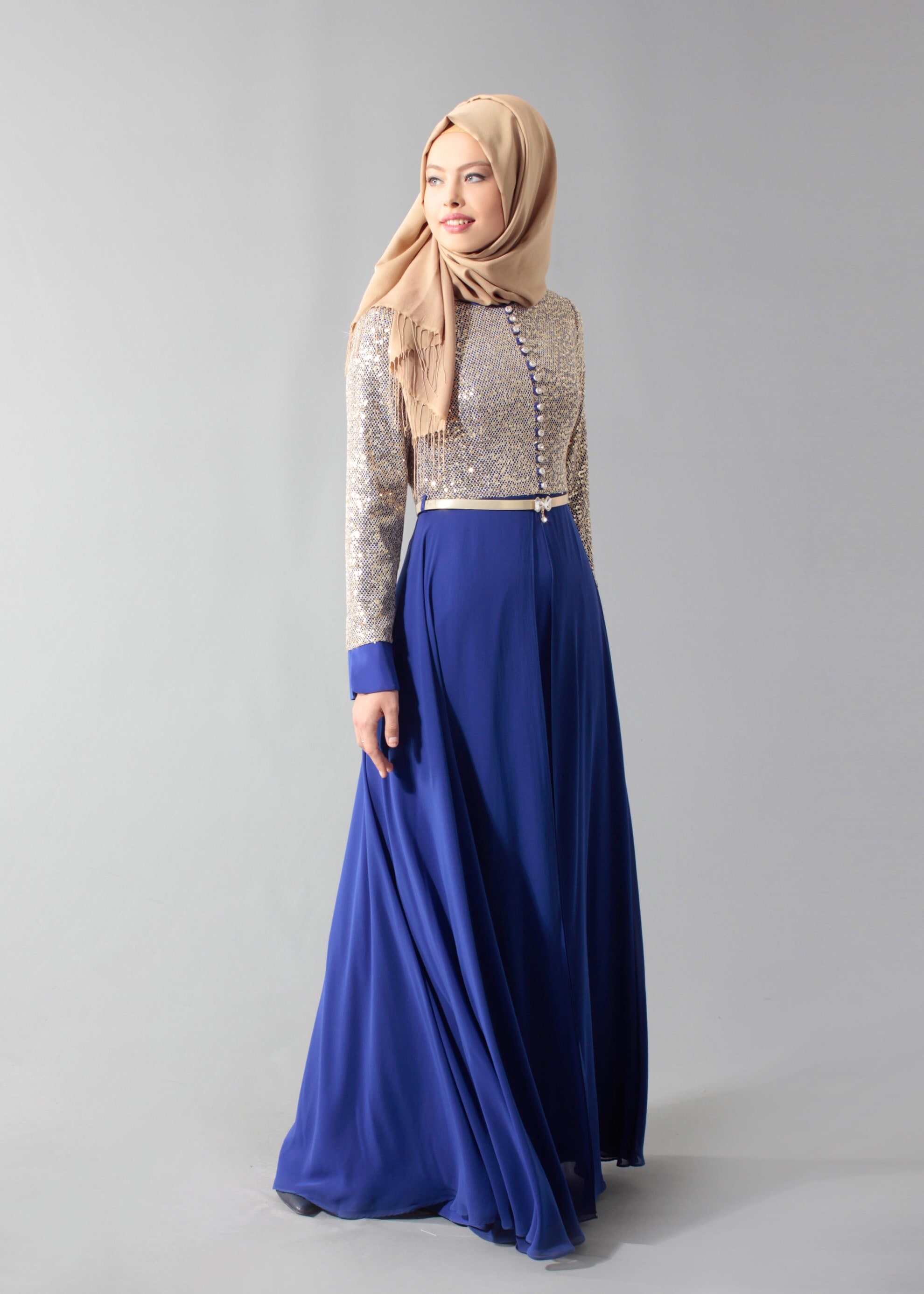Tesettür giyim MAVİ 5242 CRİSS TESETTÜR ABİYE 38/44