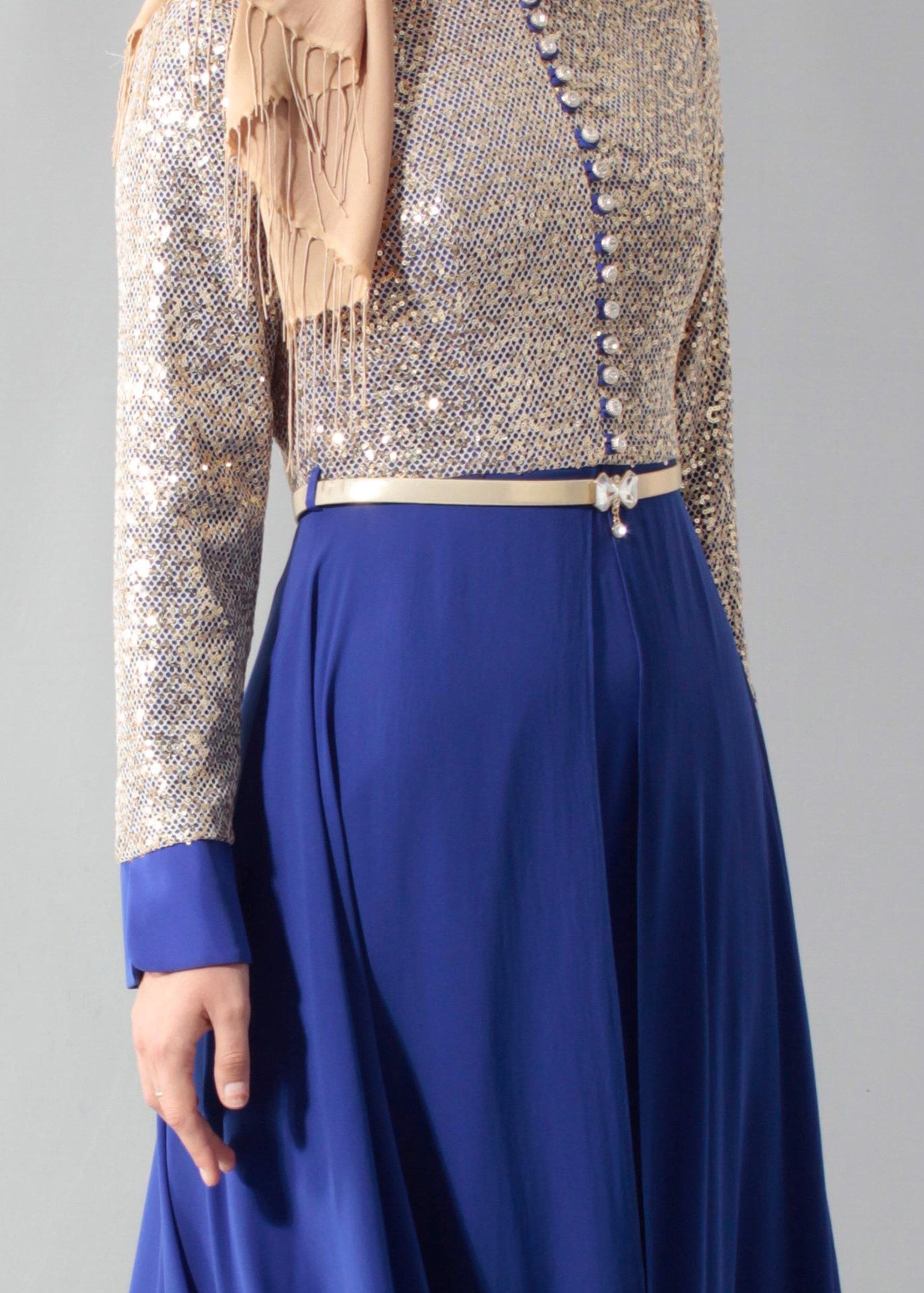 Tesettür giyim MAVİ 5242 CRİSS TESETTÜR ABİYE 38/44