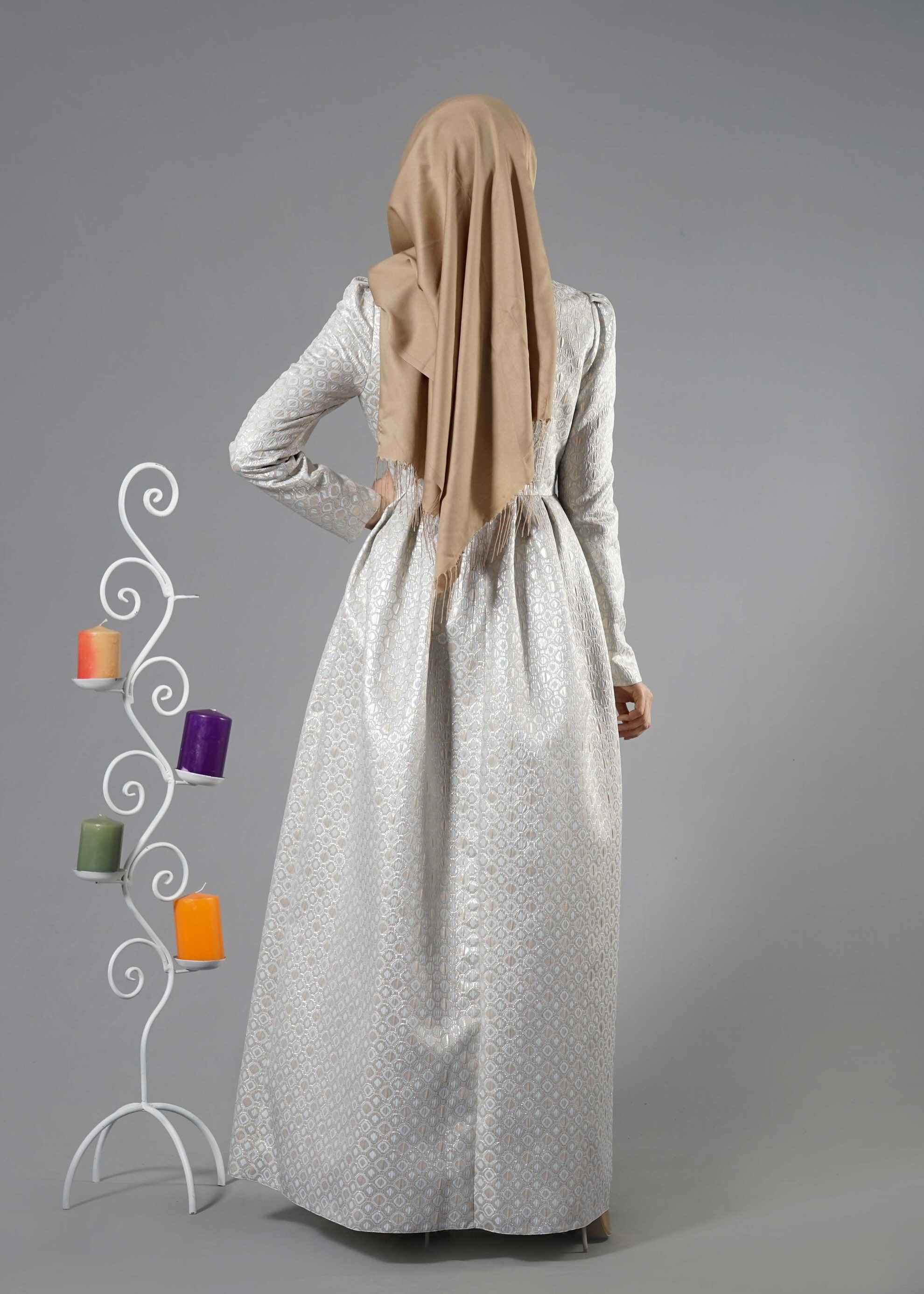 Tesettür giyim MAVİ 5247 Jakar Tesettür 7689 Abiye 36/40(38) TEK36