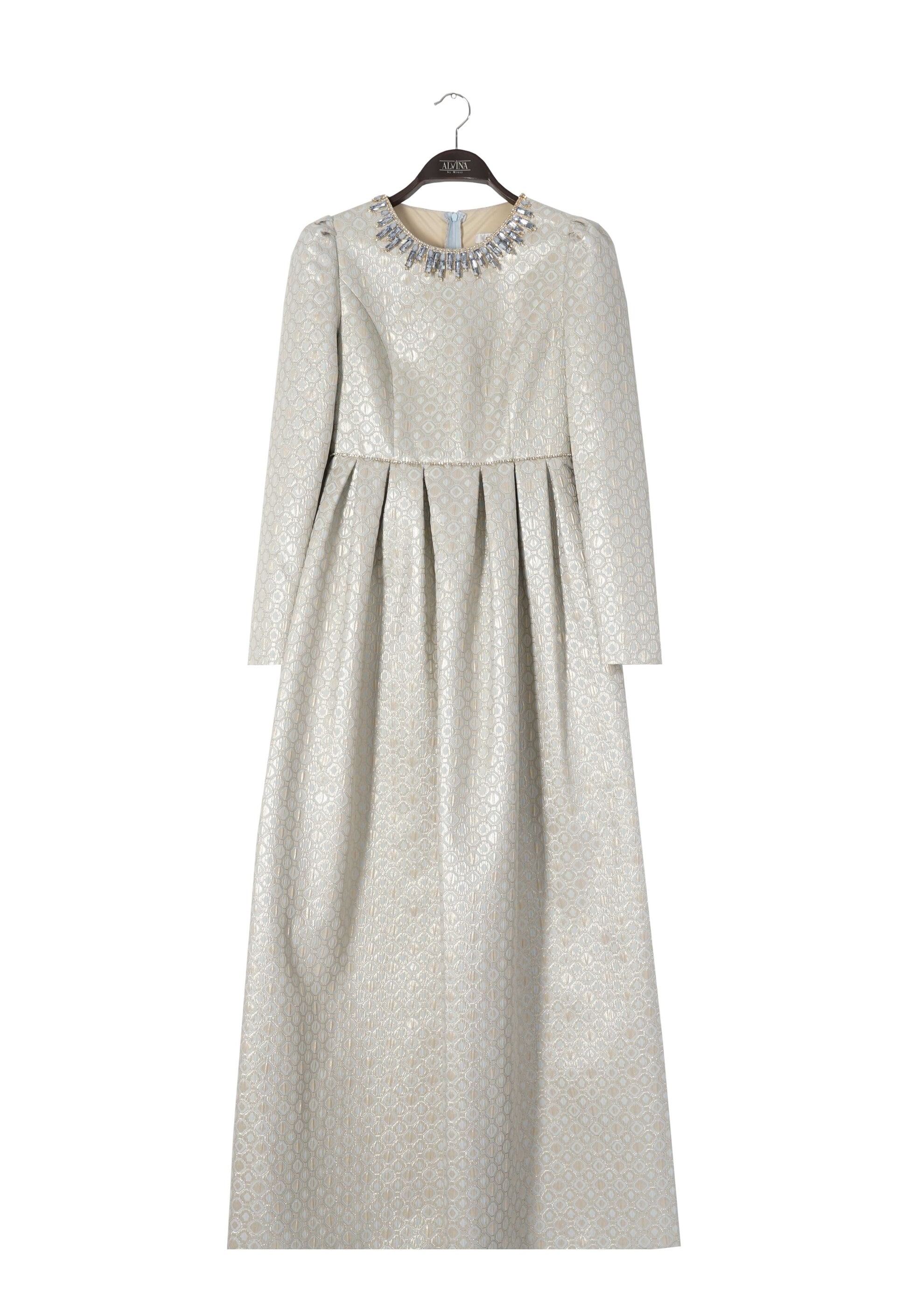 Tesettür giyim MAVİ 5247 Jakar Tesettür 7689 Abiye 36/40(38) TEK36