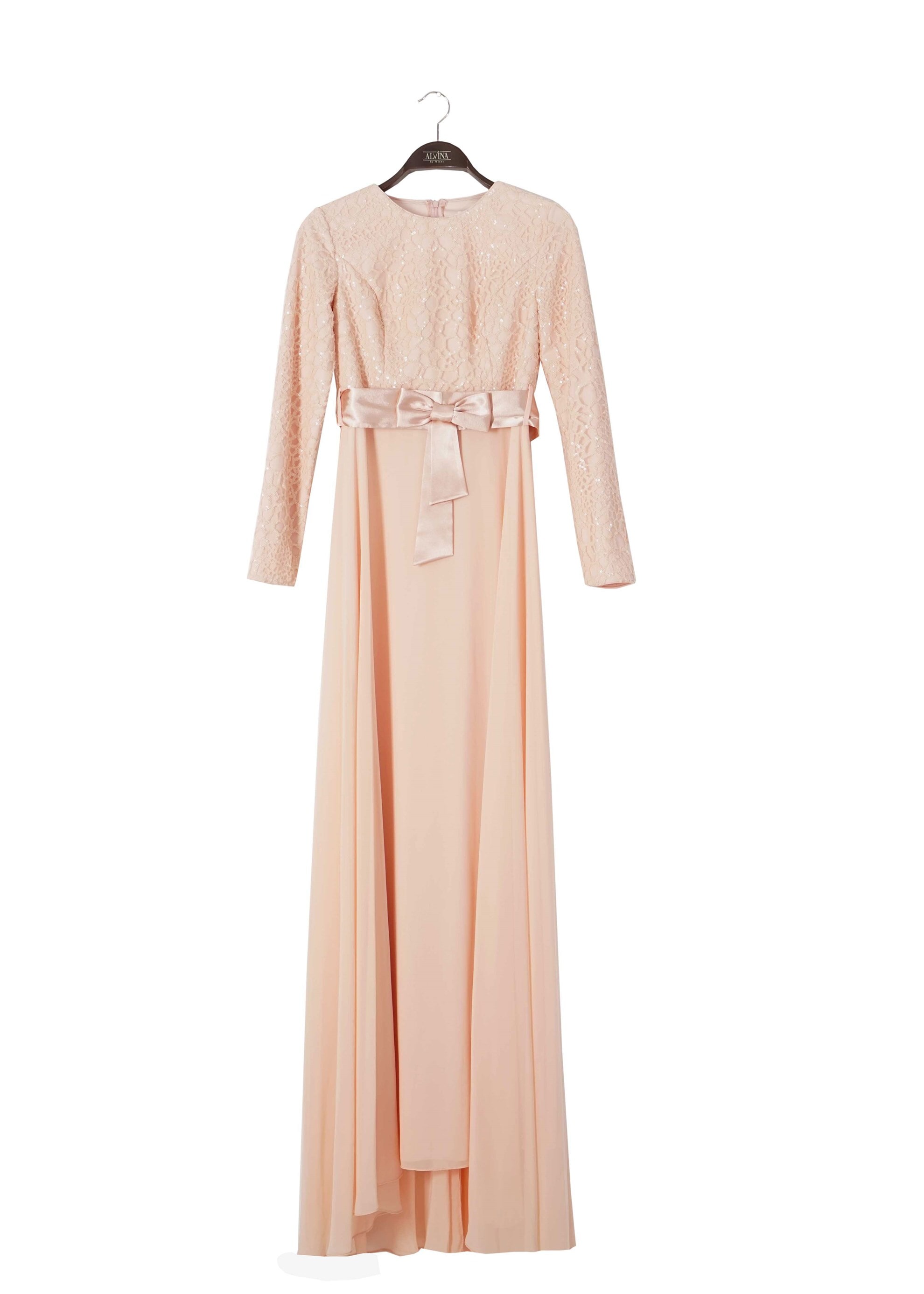 Tesettür giyim PUDRA PUL PAYET İŞLEMELİ ABİYE ELBİSE 5251