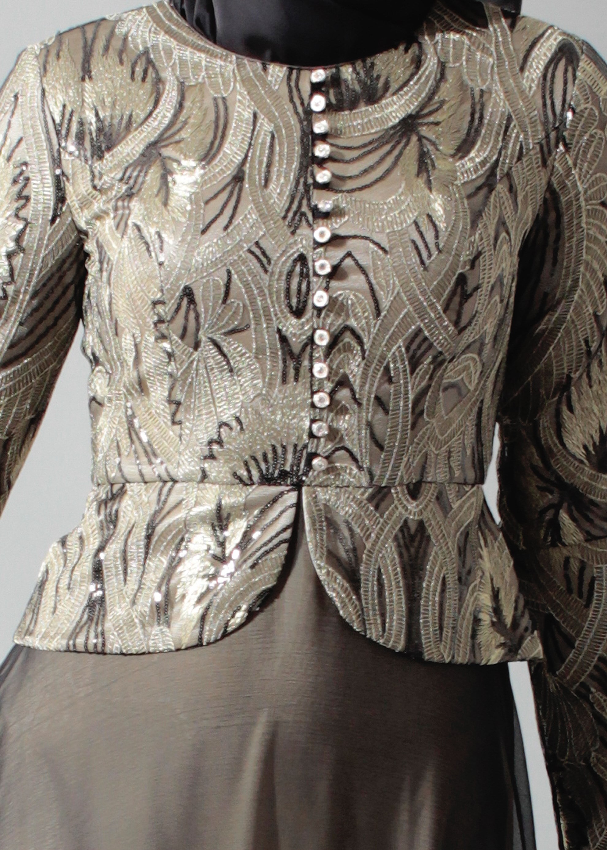 Tesettür giyim SİYAH 5270 Payet 211 Tesettür Abiye 38/44 TEK40