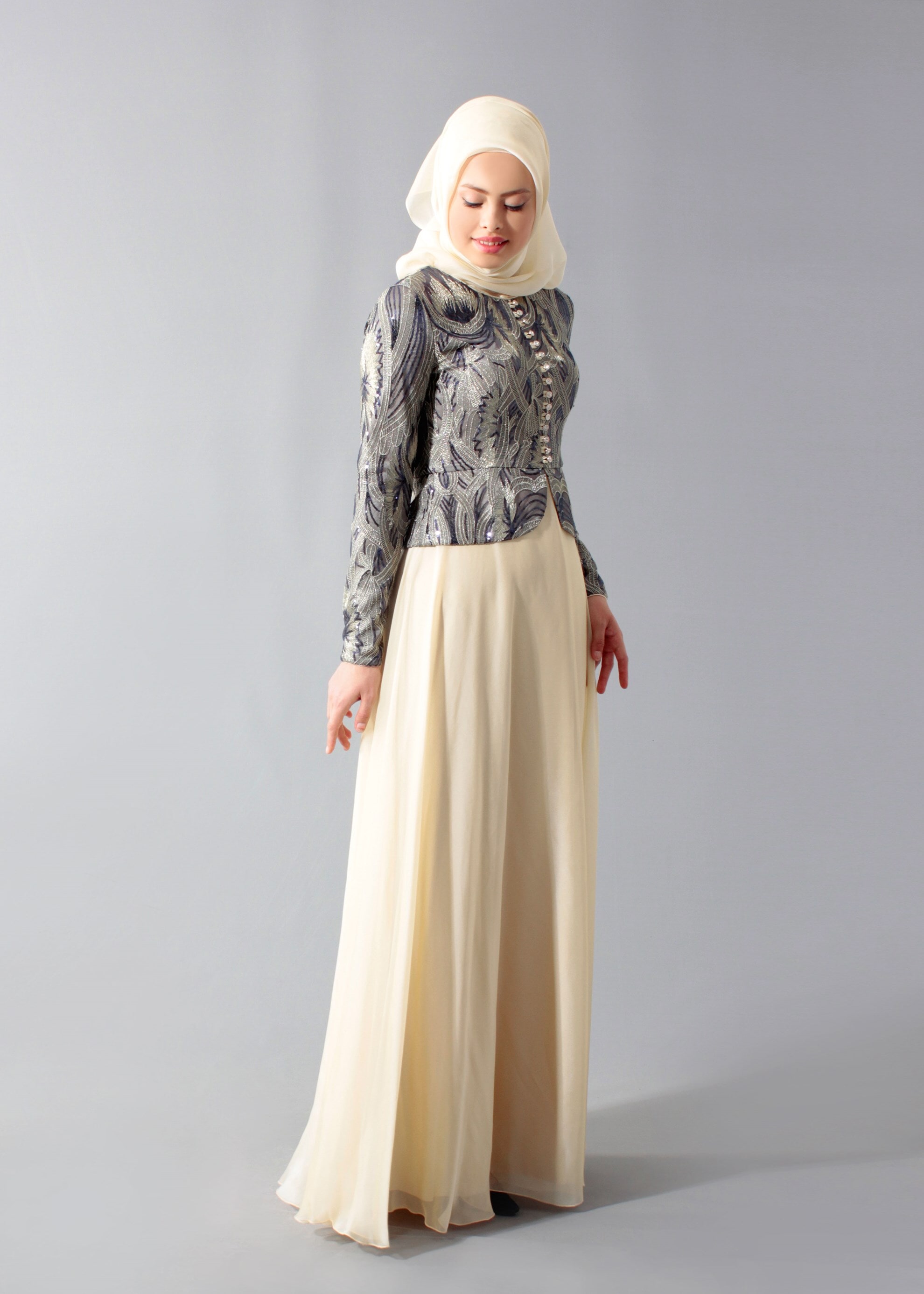 Tesettür giyim LACİVERT 5270 Payet 211 Tesettür Abiye 38/44 TEK40