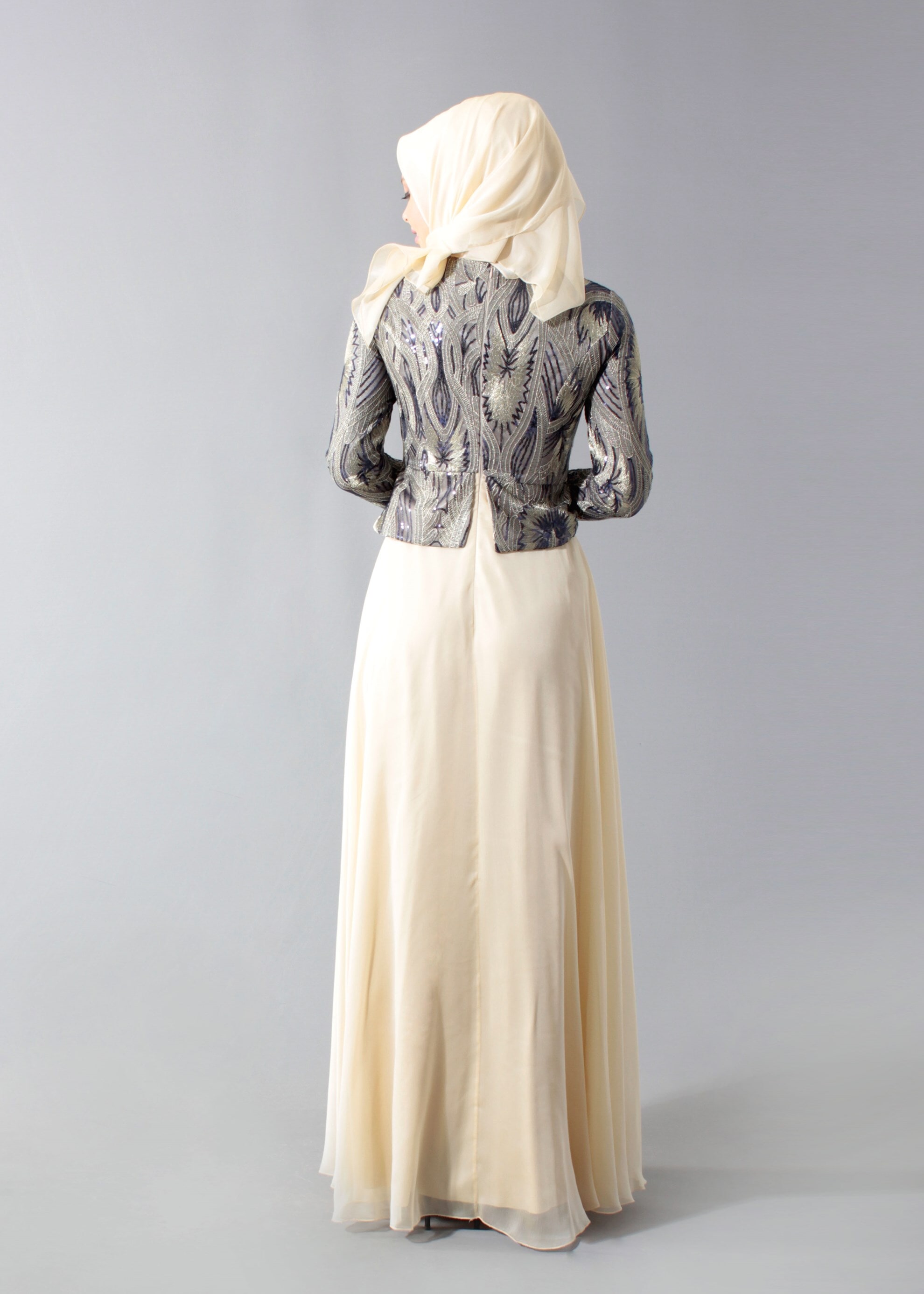 Tesettür giyim LACİVERT 5270 Payet 211 Tesettür Abiye 38/44 TEK40