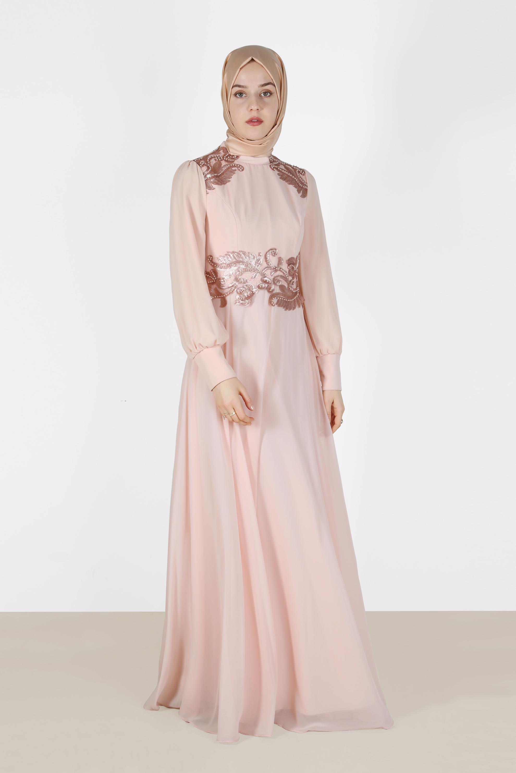 Tesettür giyim PUDRA 5285 New Multi Şifon Tesettür Abiye 38/44