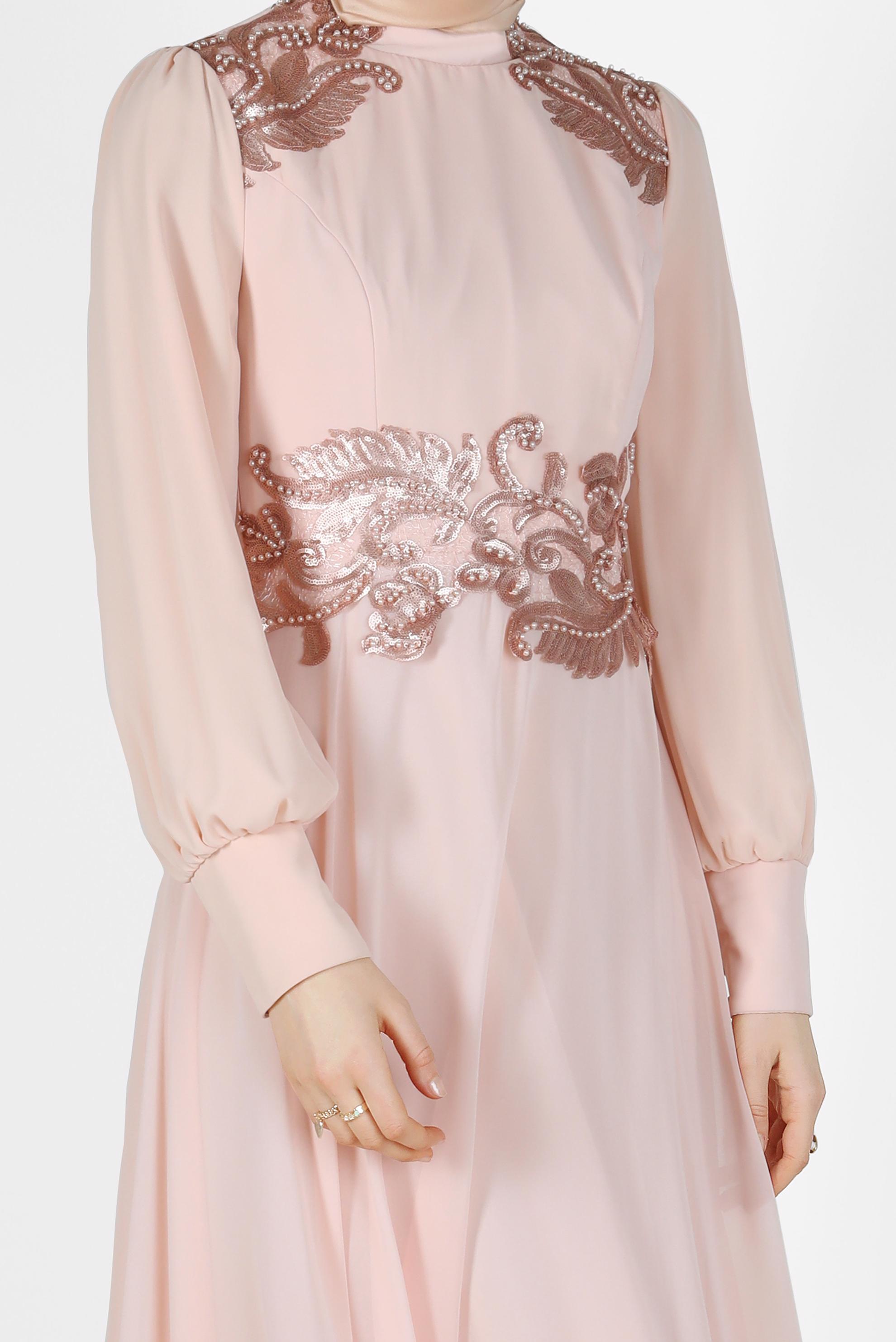 Tesettür giyim PUDRA 5285 New Multi Şifon Tesettür Abiye 38/44