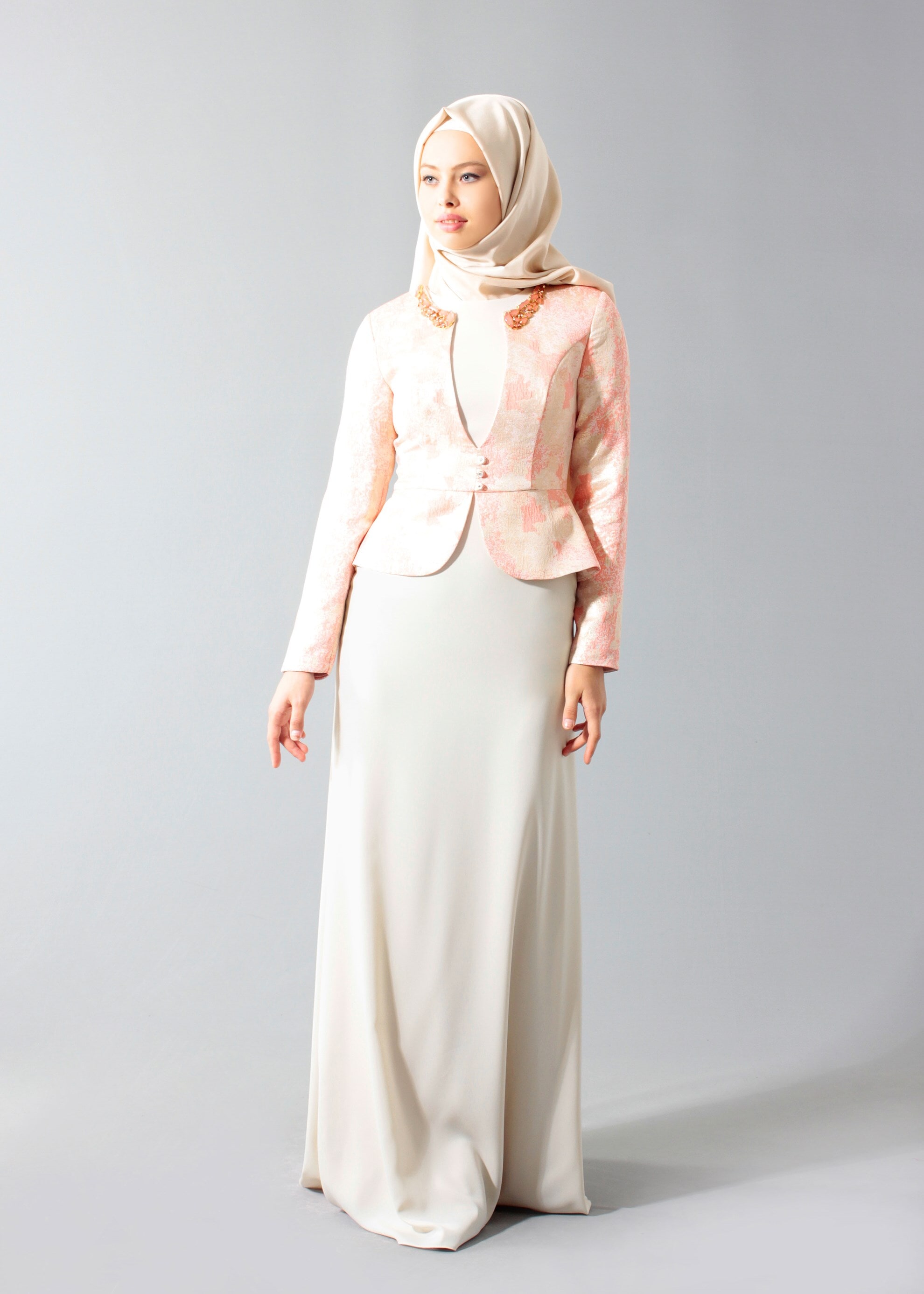 Tesettür giyim MERCAN 5292 Jakar 694 Tesettür Abiye 38/46 TEK40