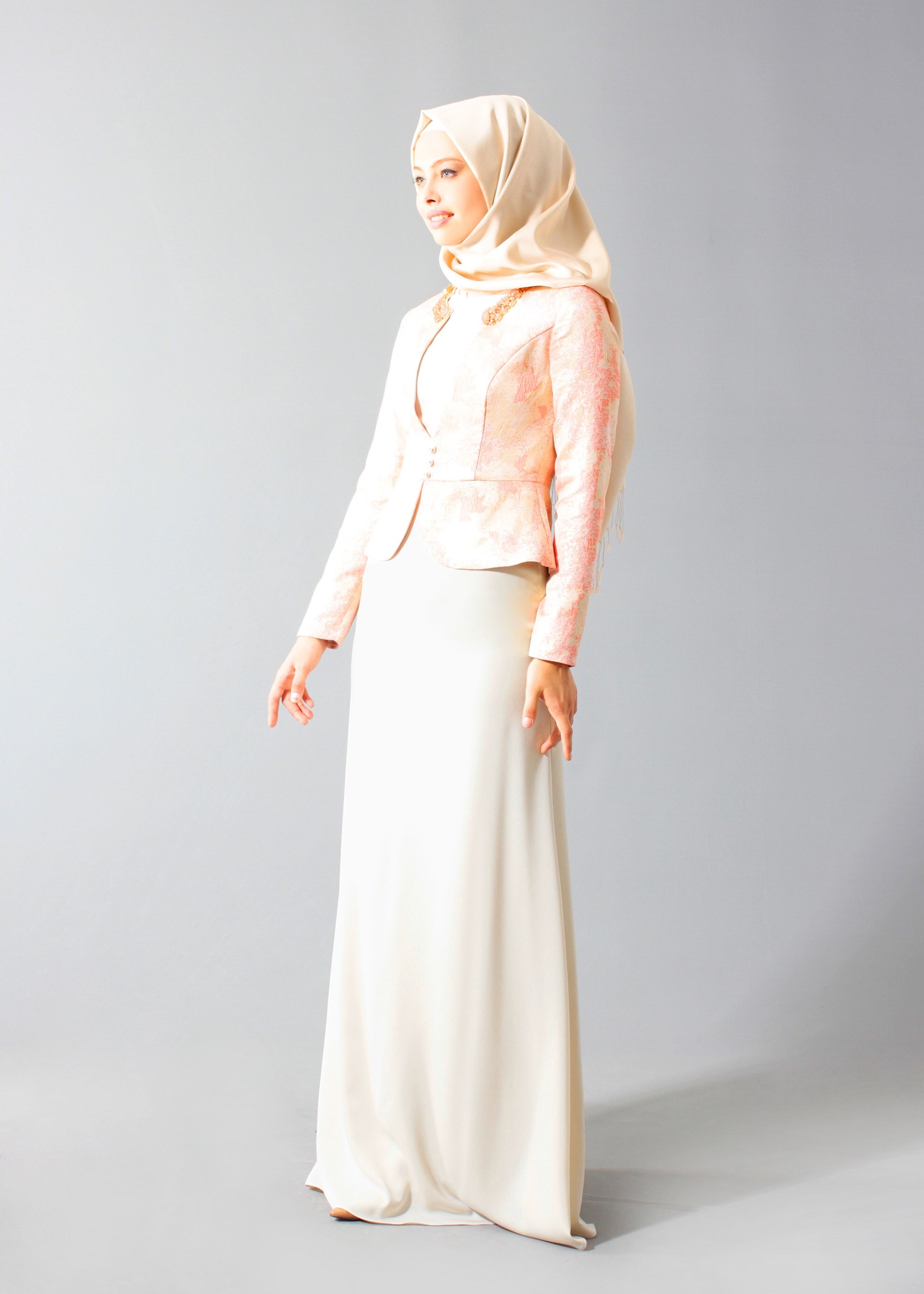 Tesettür giyim MERCAN 5292 Jakar 694 Tesettür Abiye 38/46 TEK40