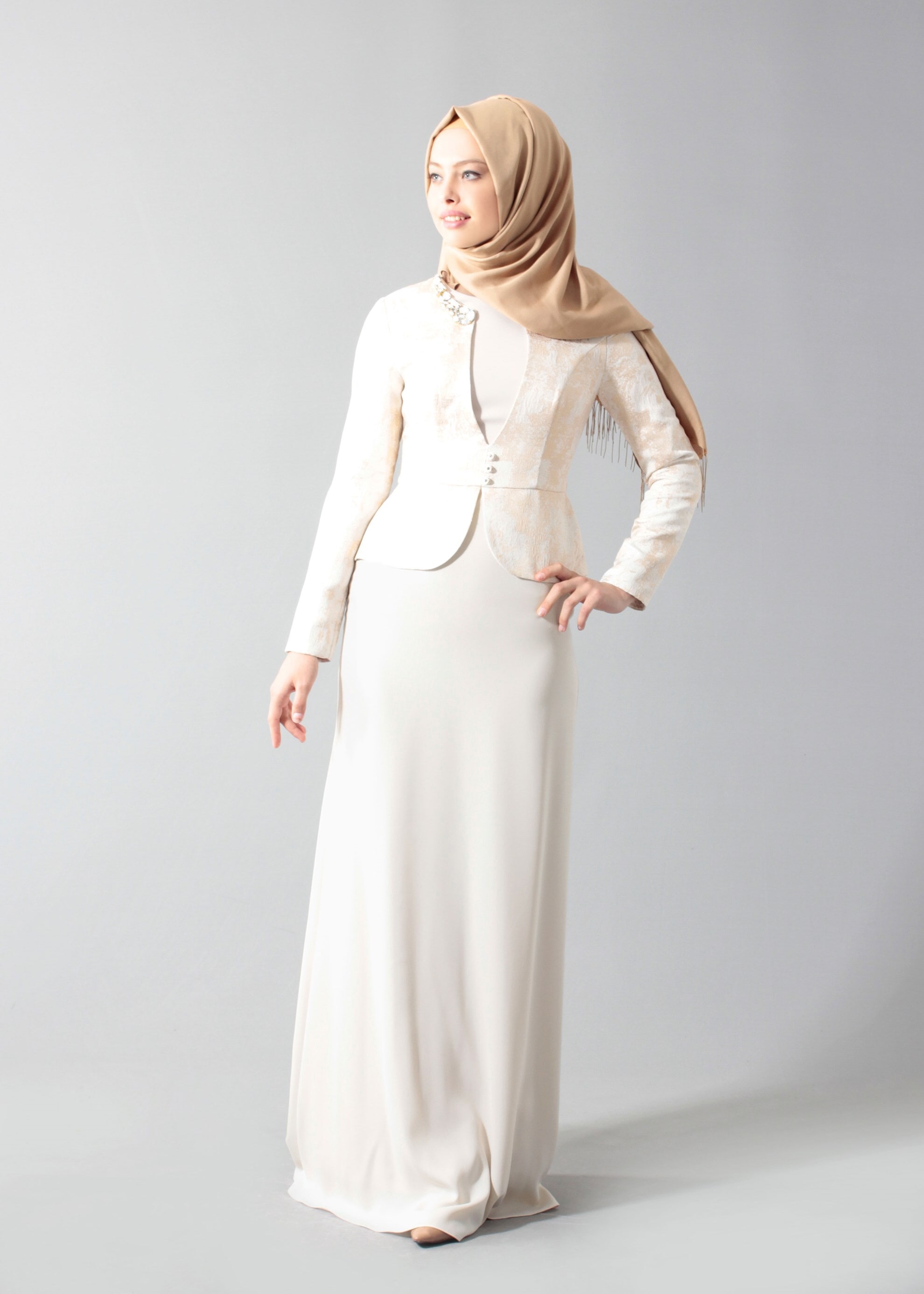 Tesettür giyim BEJ 5292 Jakar 694 Tesettür Abiye 38/46 TEK40