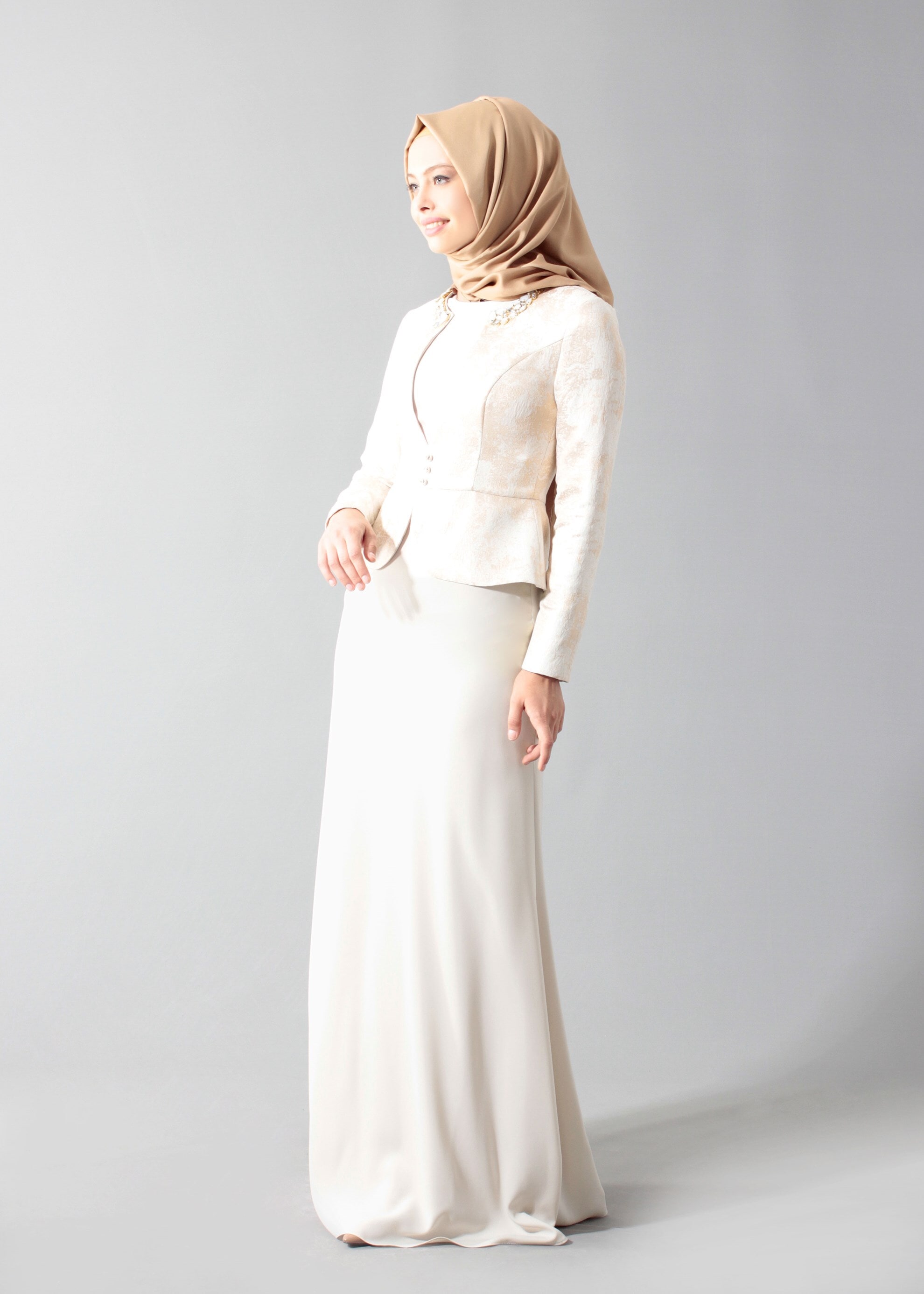 Tesettür giyim BEJ 5292 Jakar 694 Tesettür Abiye 38/46 TEK40