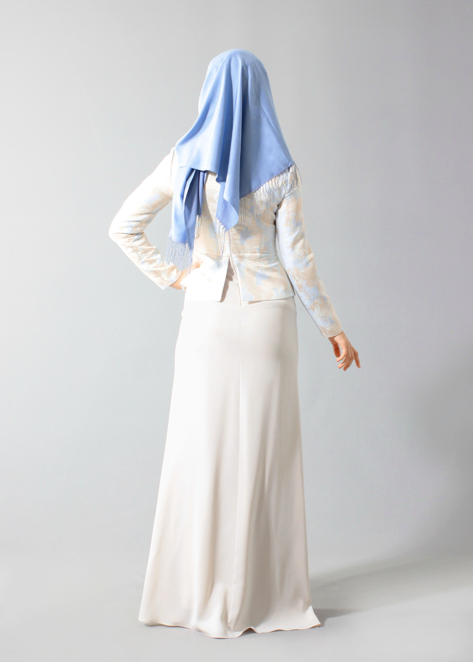 Tesettür giyim MAVİ 5292 Jakar 694 Tesettür Abiye 38/46 TEK40