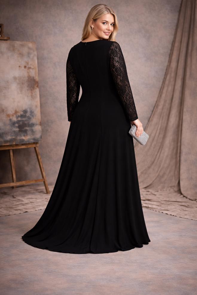 Vêtements hijab NOIR ROBE DE SOIRÉE GRANDE TAILLE 5294 - ALVİNA