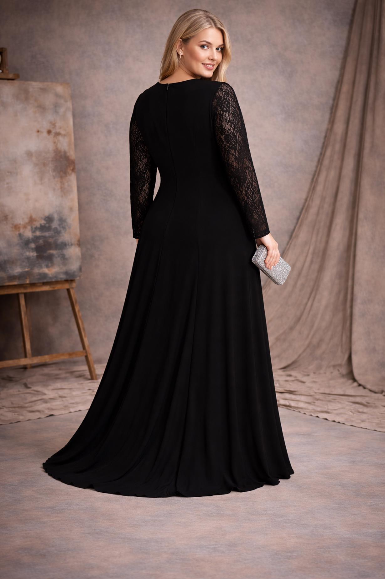 Vêtements hijab NOIR ROBE DE SOIRÉE GRANDE TAILLE 5294