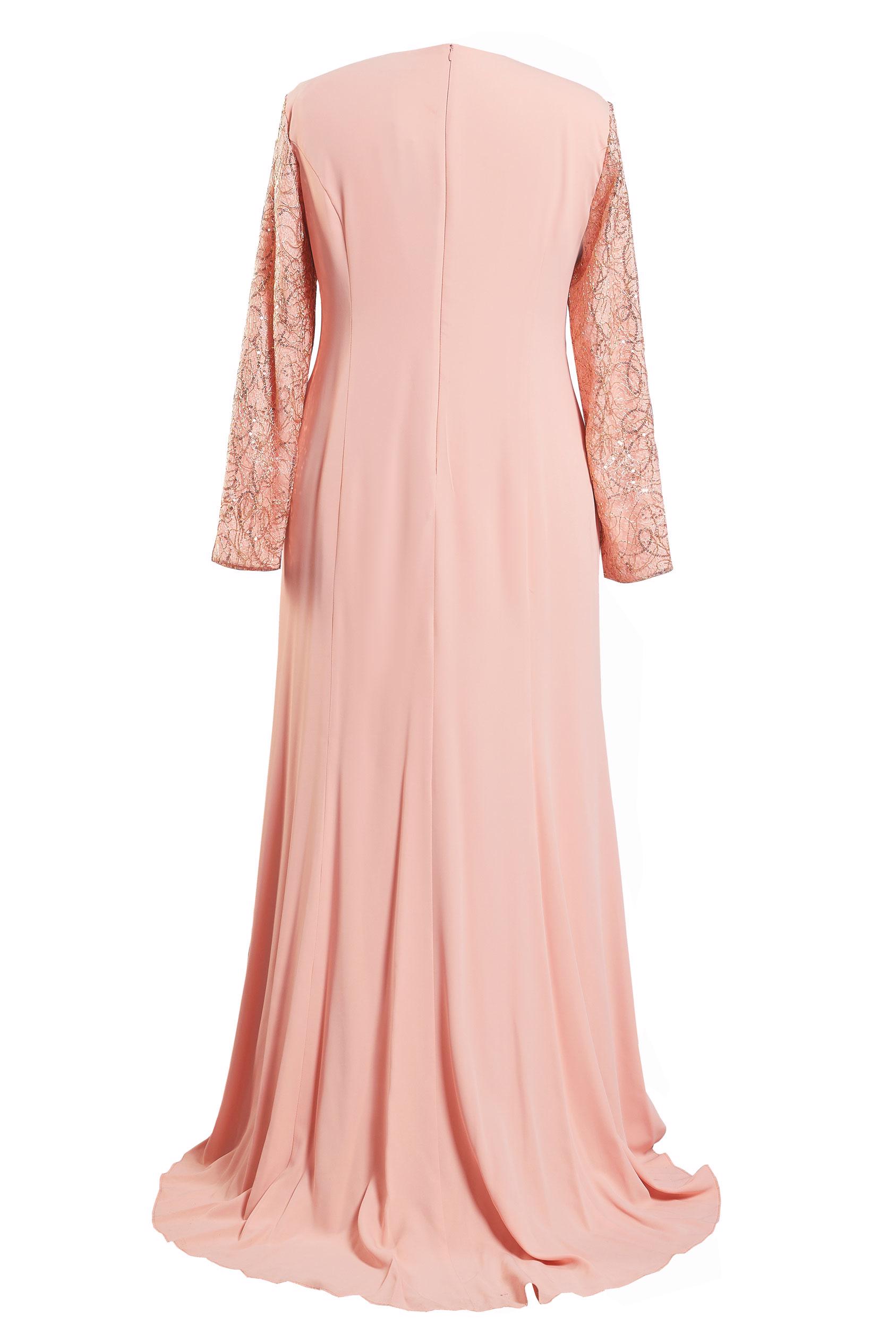 Tesettür giyim PUDRA BÜYÜK BEDEN ABİYE ELBİSE 5294