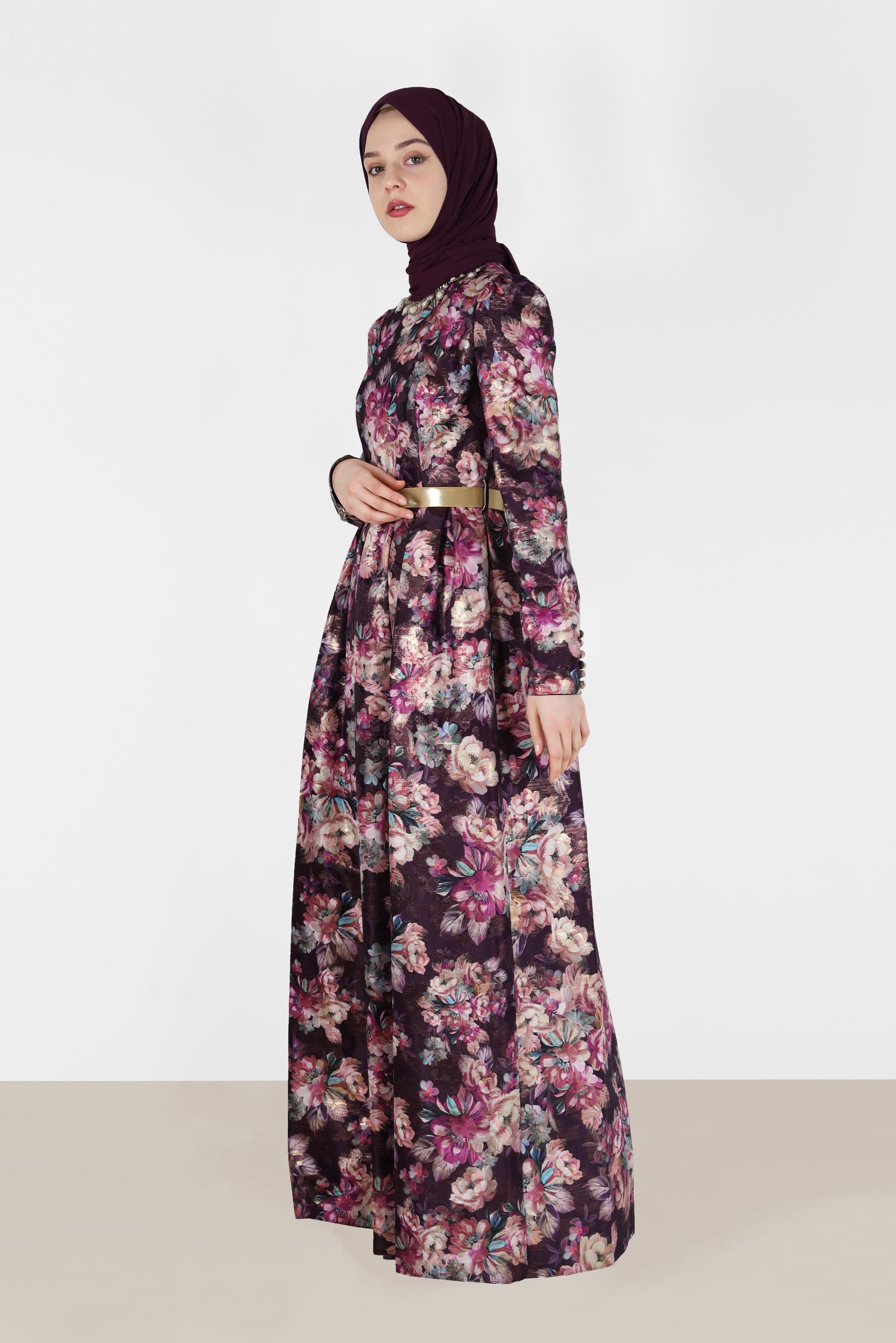 Tesettür giyim MÜRDÜM 5231-1 Jakar Tesettür 1350 Abiye 36/40(38)