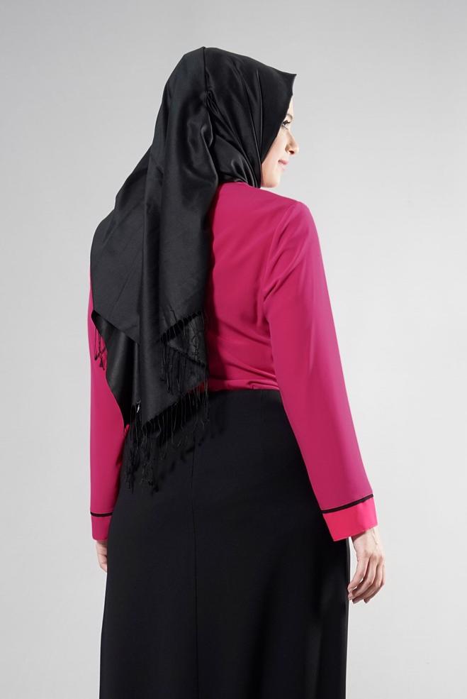 Vêtements hijab FUCHSIA BLOUSE DÉTAIL COL BIJOUX 2556 - ALVİNA