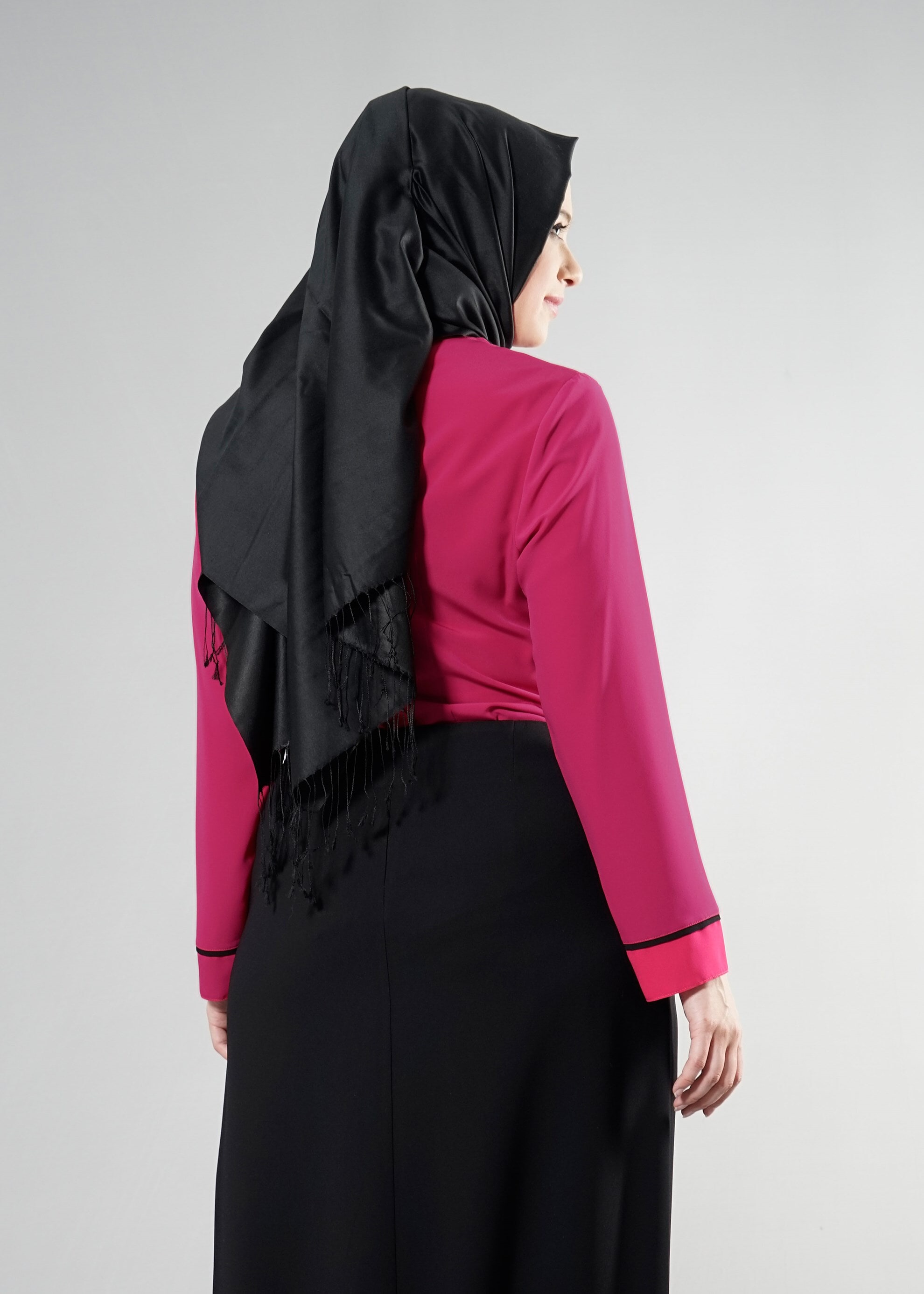 Vêtements hijab FUCHSIA BLOUSE DÉTAIL COL BIJOUX 2556
