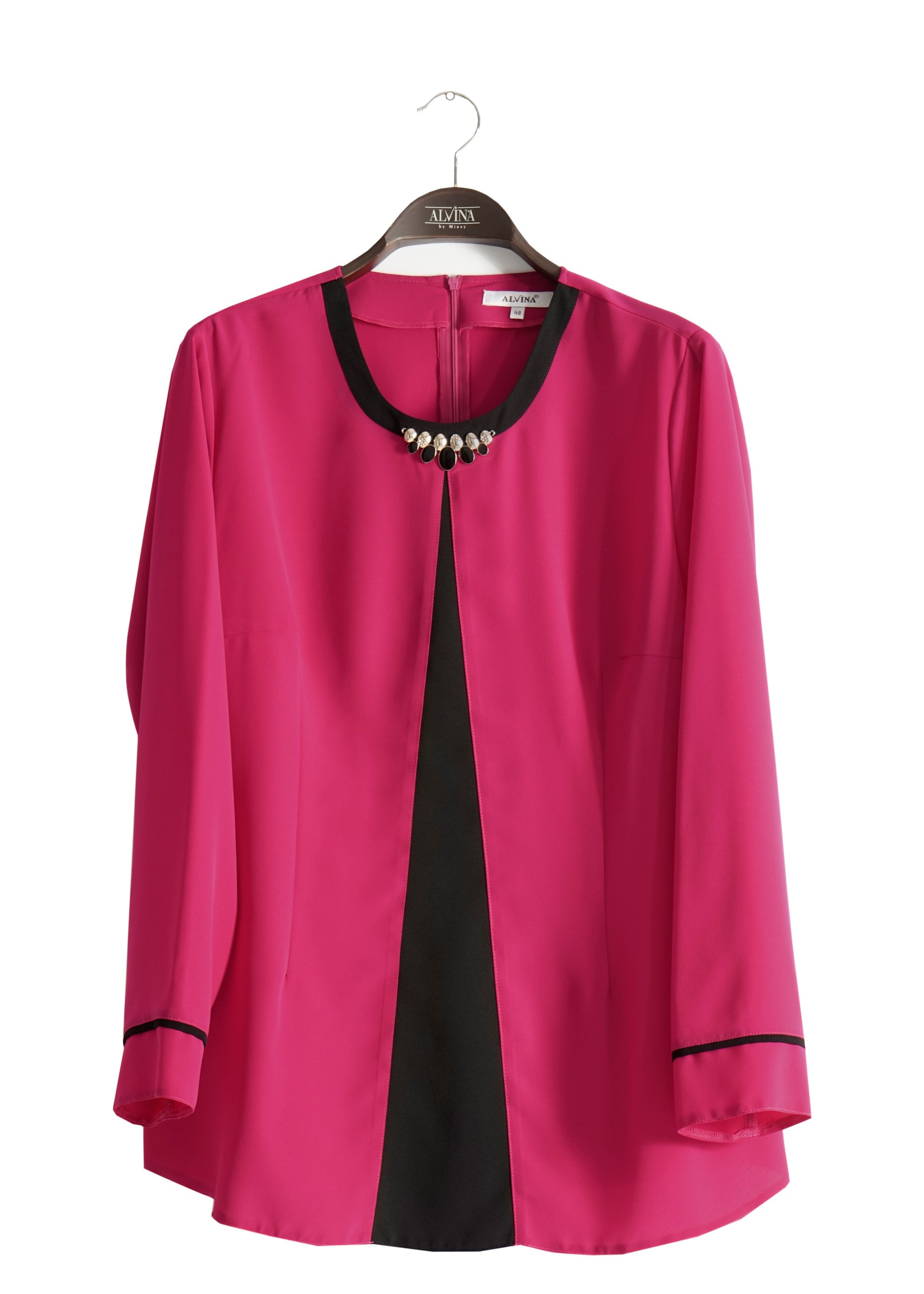 Vêtements hijab FUCHSIA BLOUSE DÉTAIL COL BIJOUX 2556