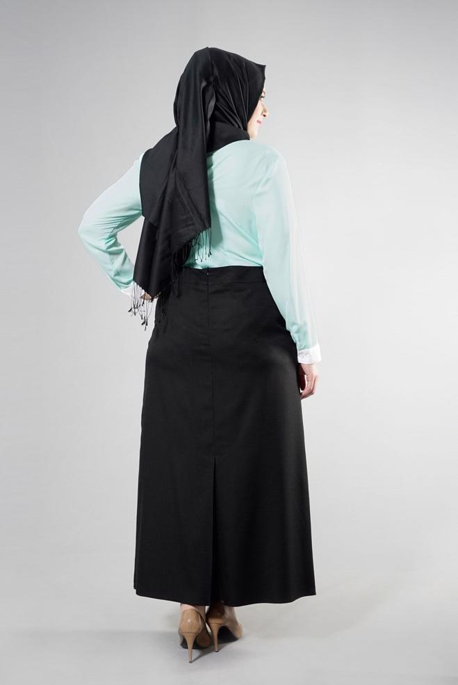 Vêtements hijab VERT BLOUSE BRODÉE DÉTAIL COL NOUÉ 2565 - ALVİNA