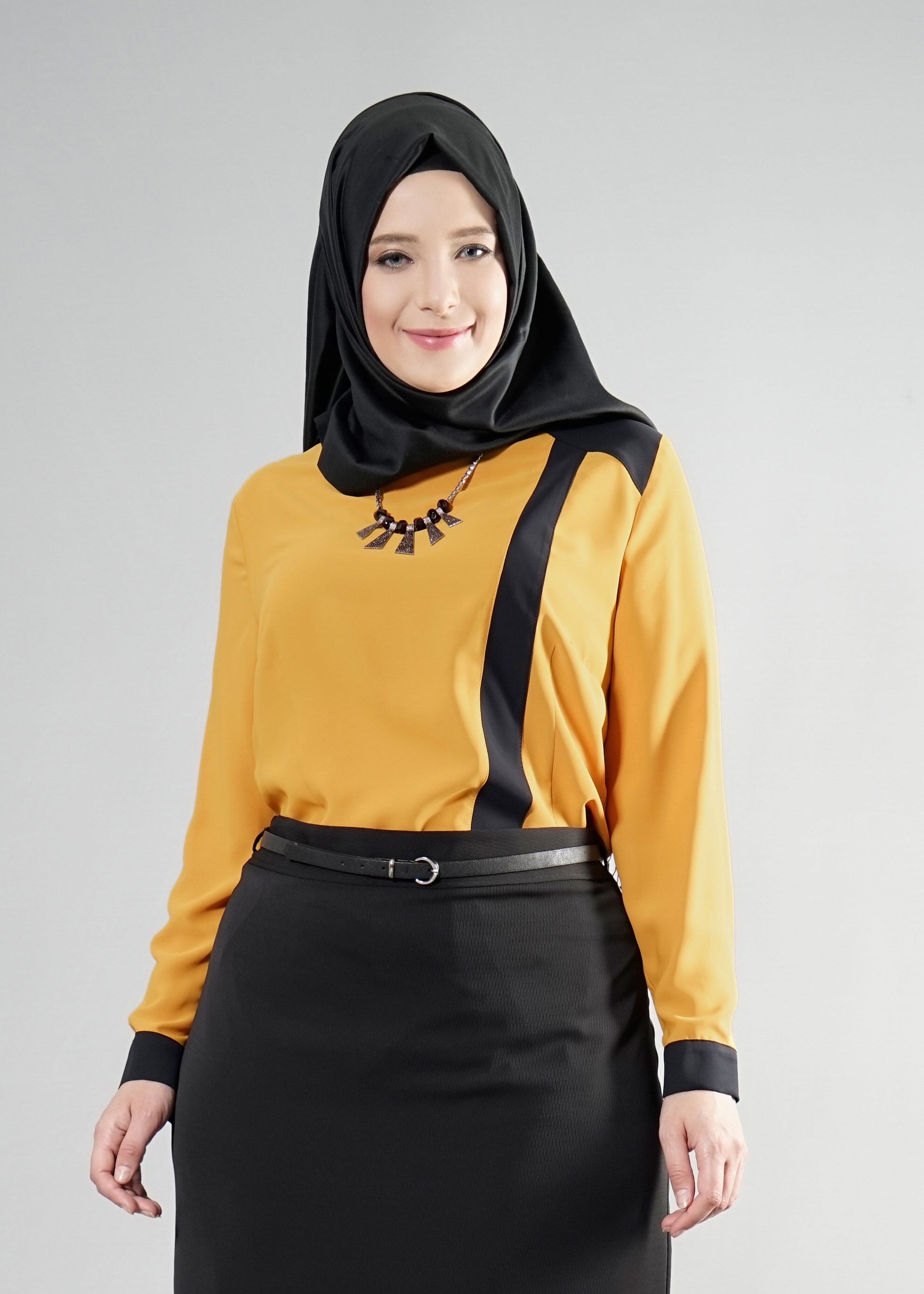 Tesettür giyim SARI 2566 Lora Tesettür Bluz 44/48 TEK42