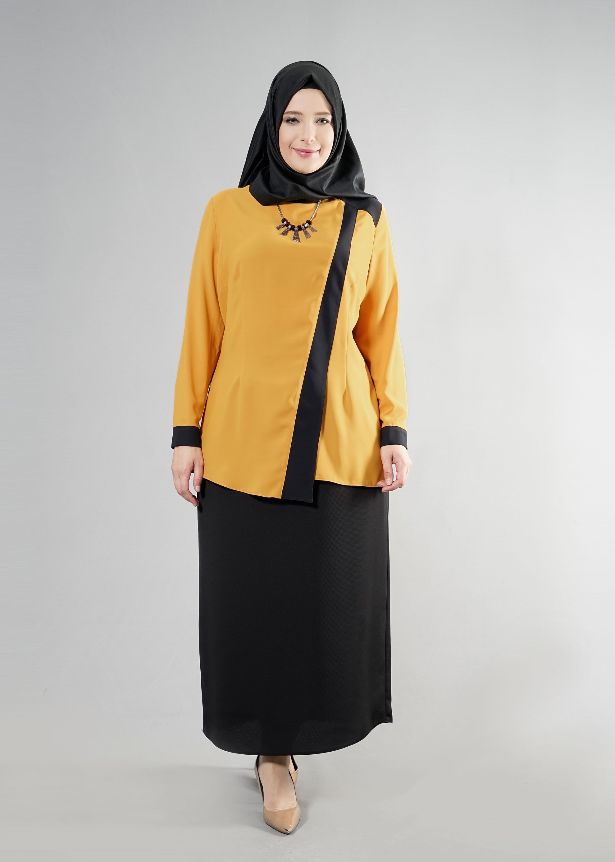 Tesettür giyim SARI 2566 Lora Tesettür Bluz 44/48 TEK42