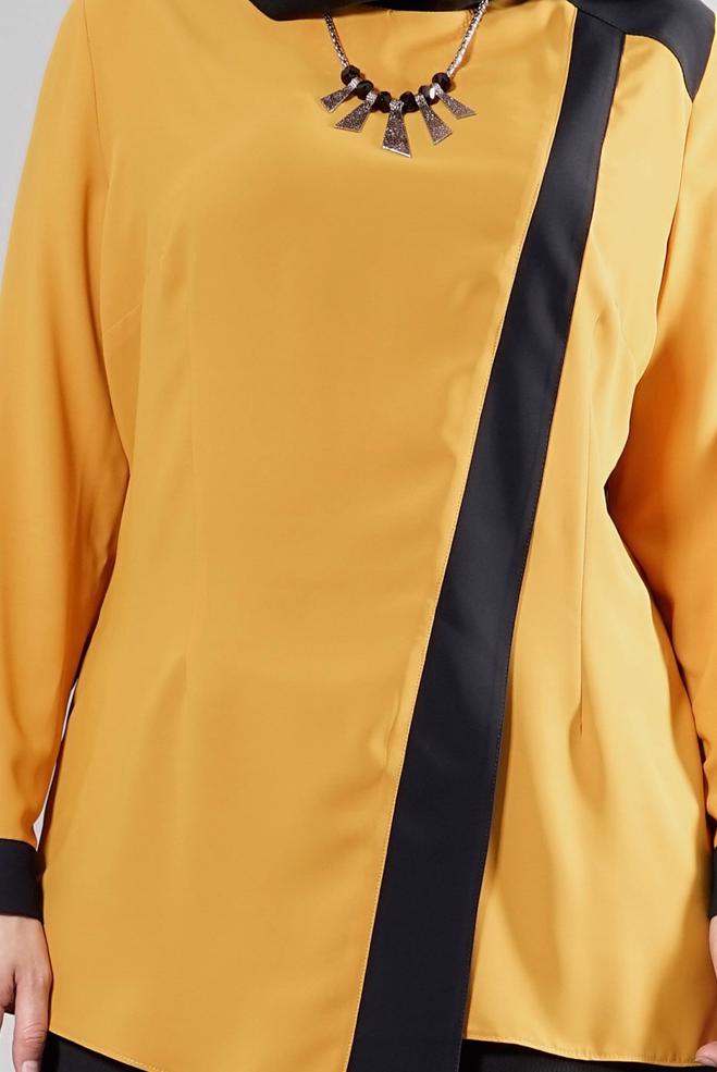 Hijab clothing YELLOW 2566 Lora Tesettür Bluz 44/48 TEK42 - ALVİNA