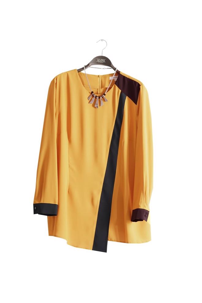 Hijab clothing YELLOW 2566 Lora Tesettür Bluz 44/48 TEK42 - ALVİNA