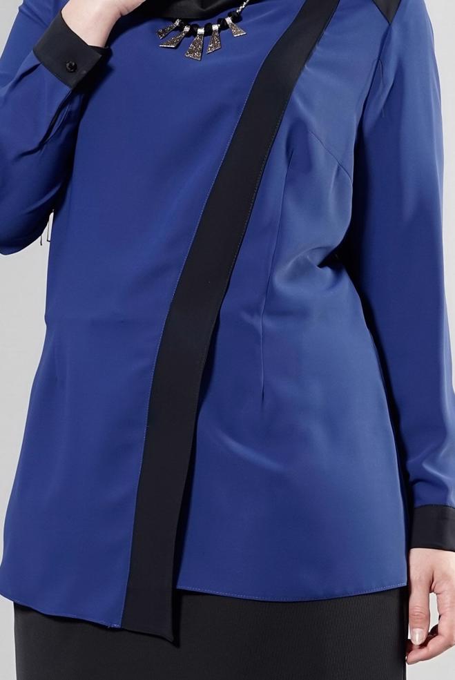Hijab clothing NAVY BLUE 2566 Lora Tesettür Bluz 44/48 TEK42 - ALVİNA