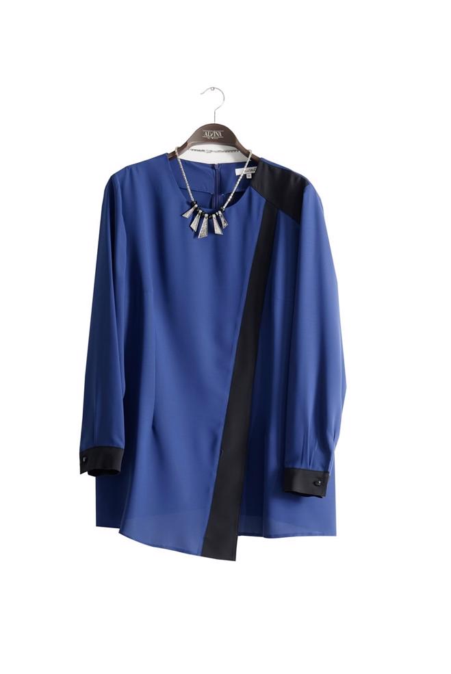 Hijab clothing NAVY BLUE 2566 Lora Tesettür Bluz 44/48 TEK42 - ALVİNA