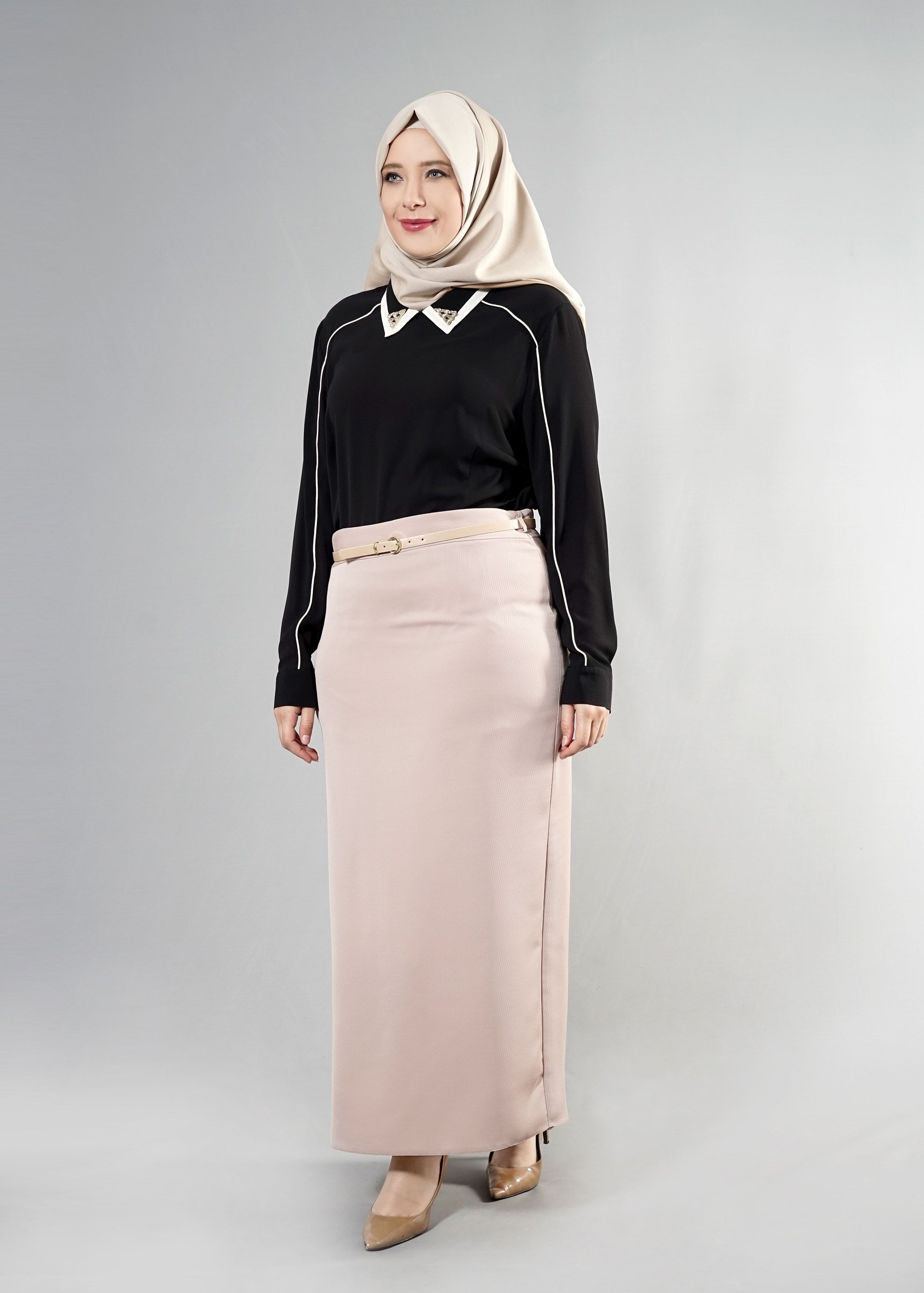 Tesettür giyim SİYAH 2568 Lima Tesettür Bluz 44/50 TEK46