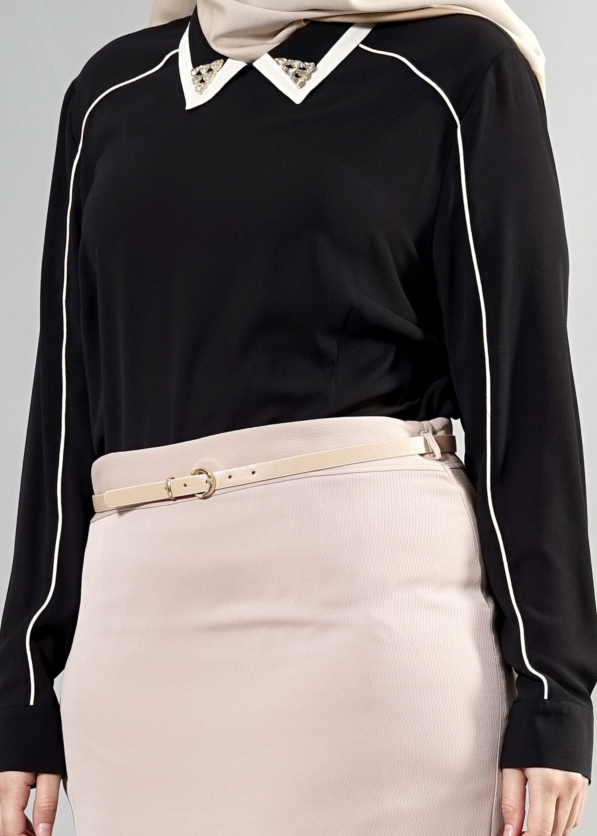 Tesettür giyim SİYAH 2568 Lima Tesettür Bluz 44/50 TEK46