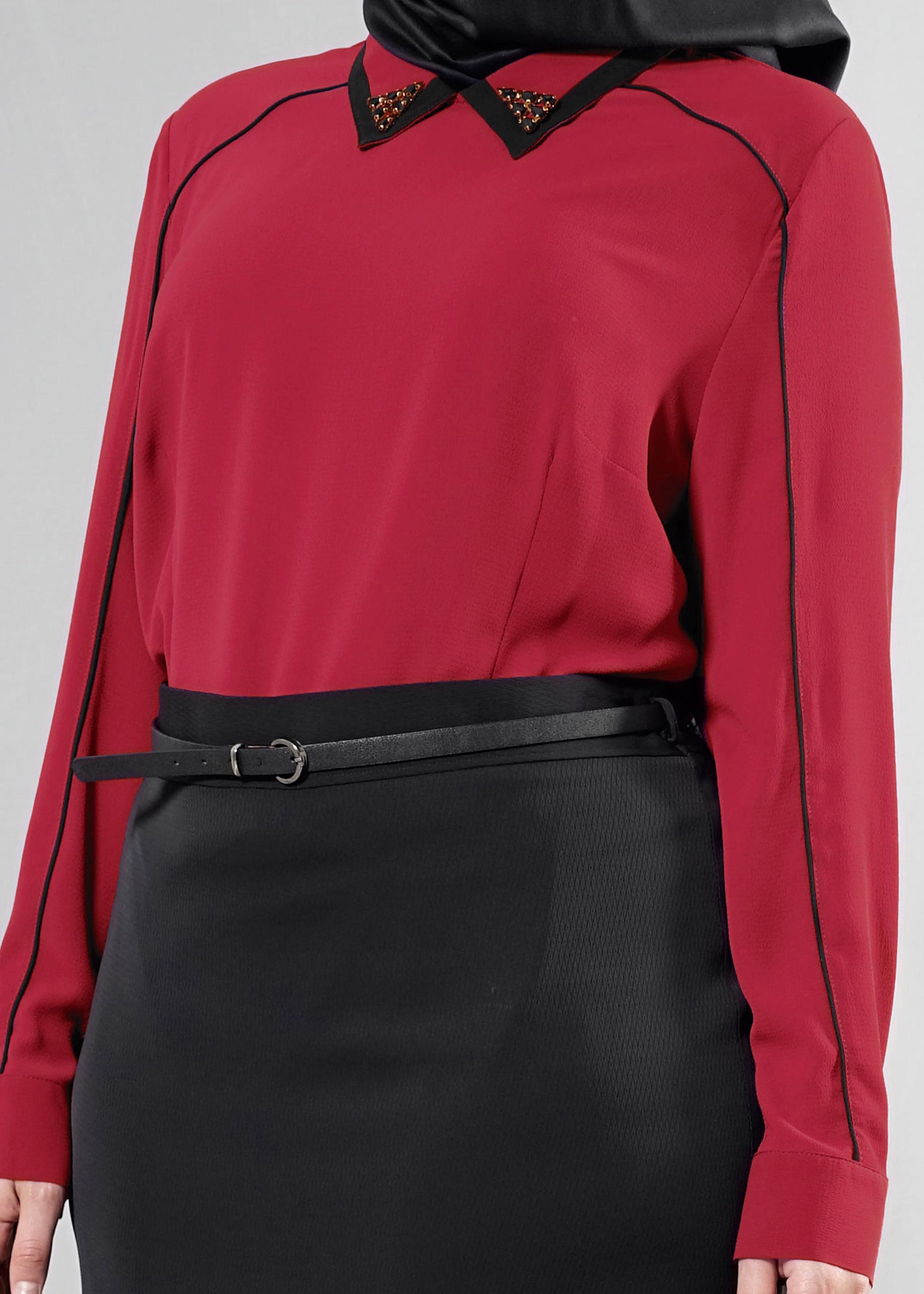 Tesettür giyim KIRMIZI 2568 Lima Tesettür Bluz 44/50 TEK46