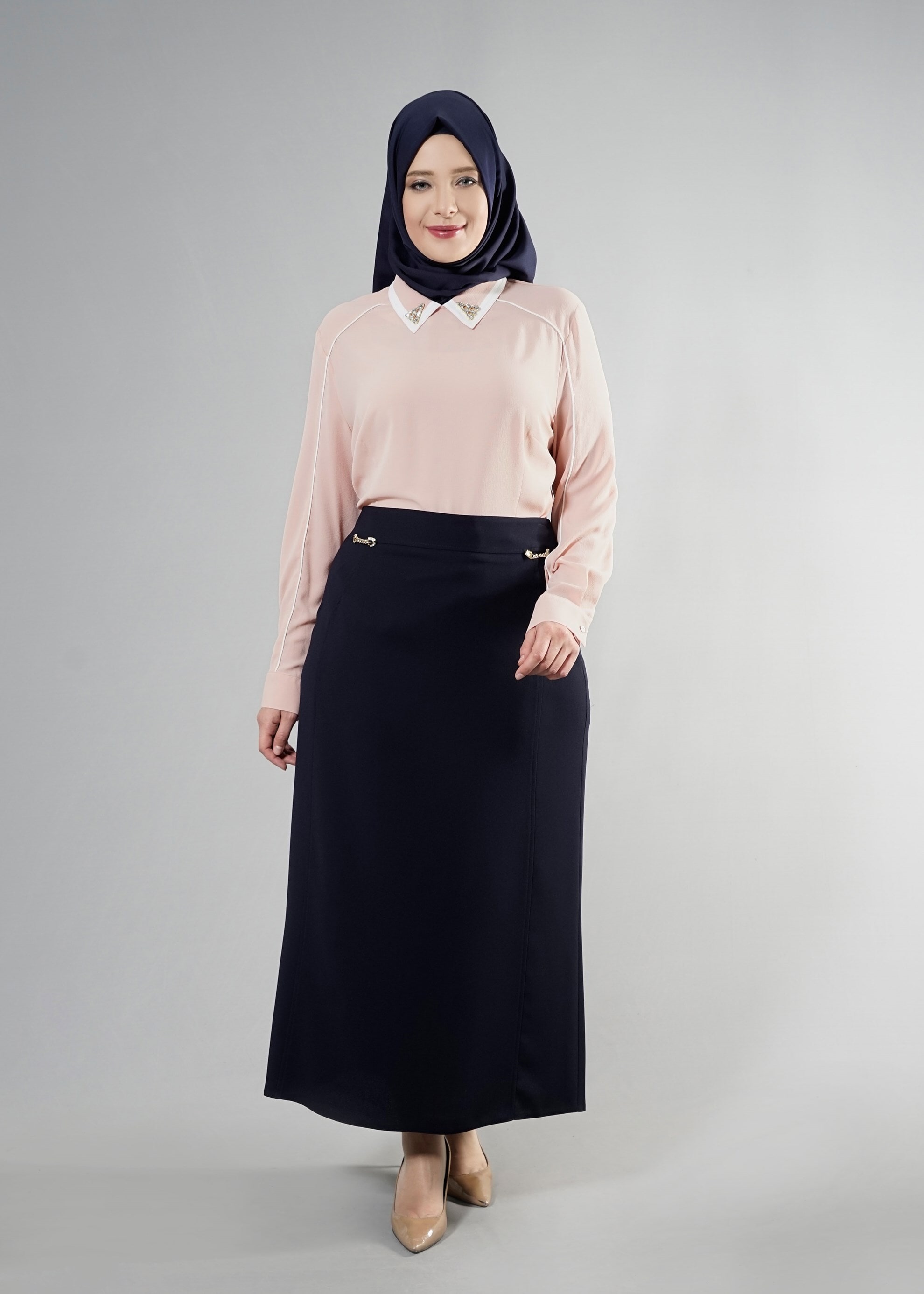 Tesettür giyim PUDRA 2568 Lima Tesettür Bluz 44/50 TEK46