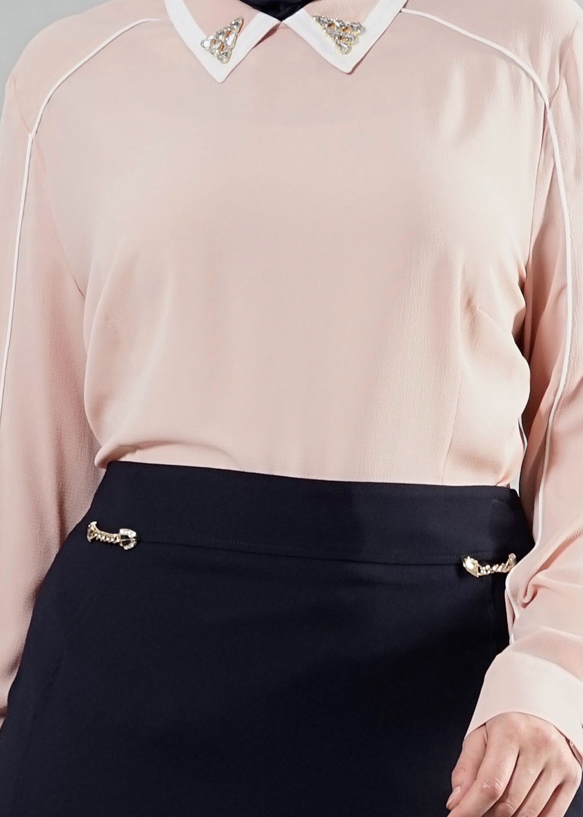 Tesettür giyim PUDRA 2568 Lima Tesettür Bluz 44/50 TEK46