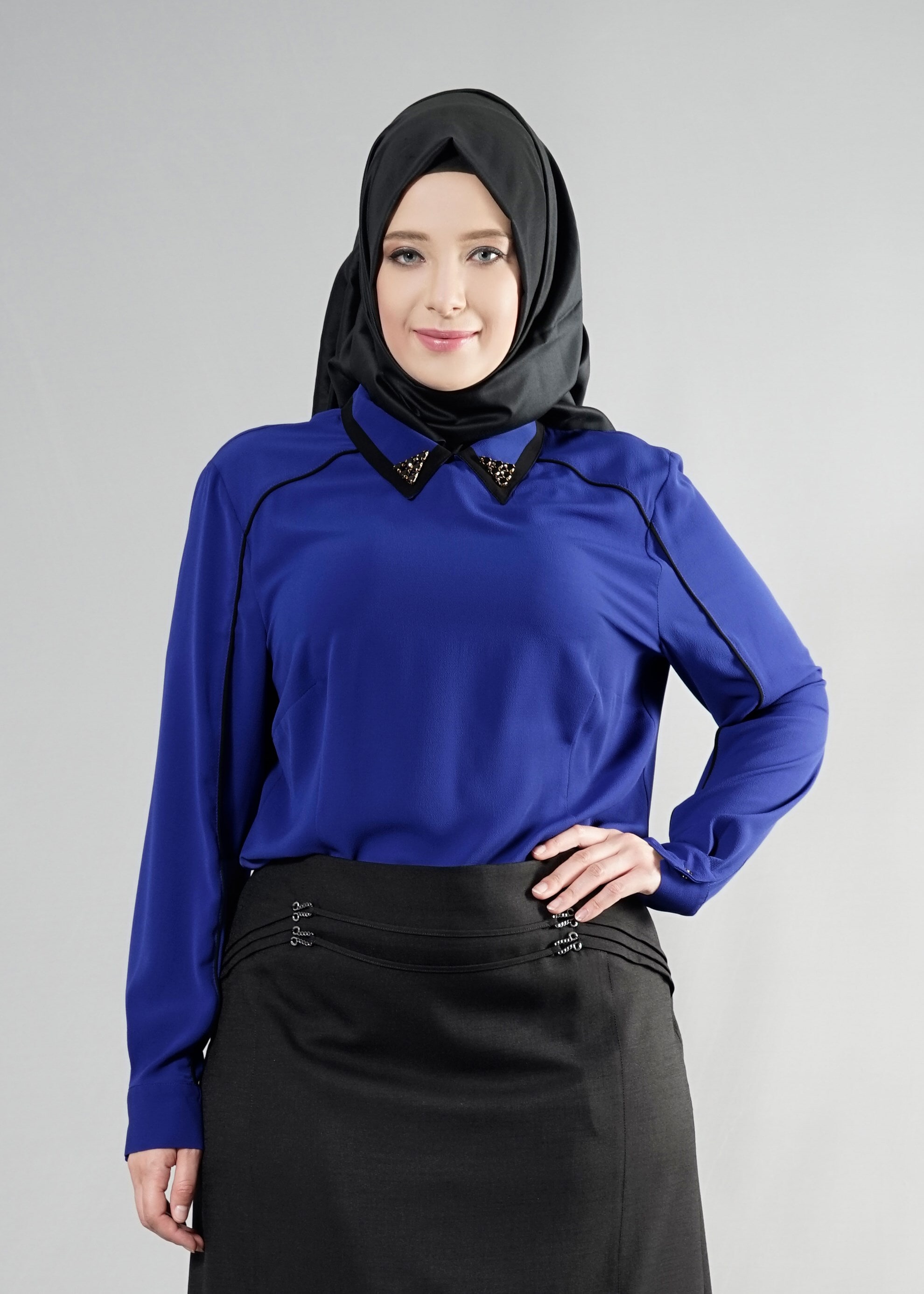 Tesettür giyim LACİVERT 2568 Lima Tesettür Bluz 44/50 TEK46