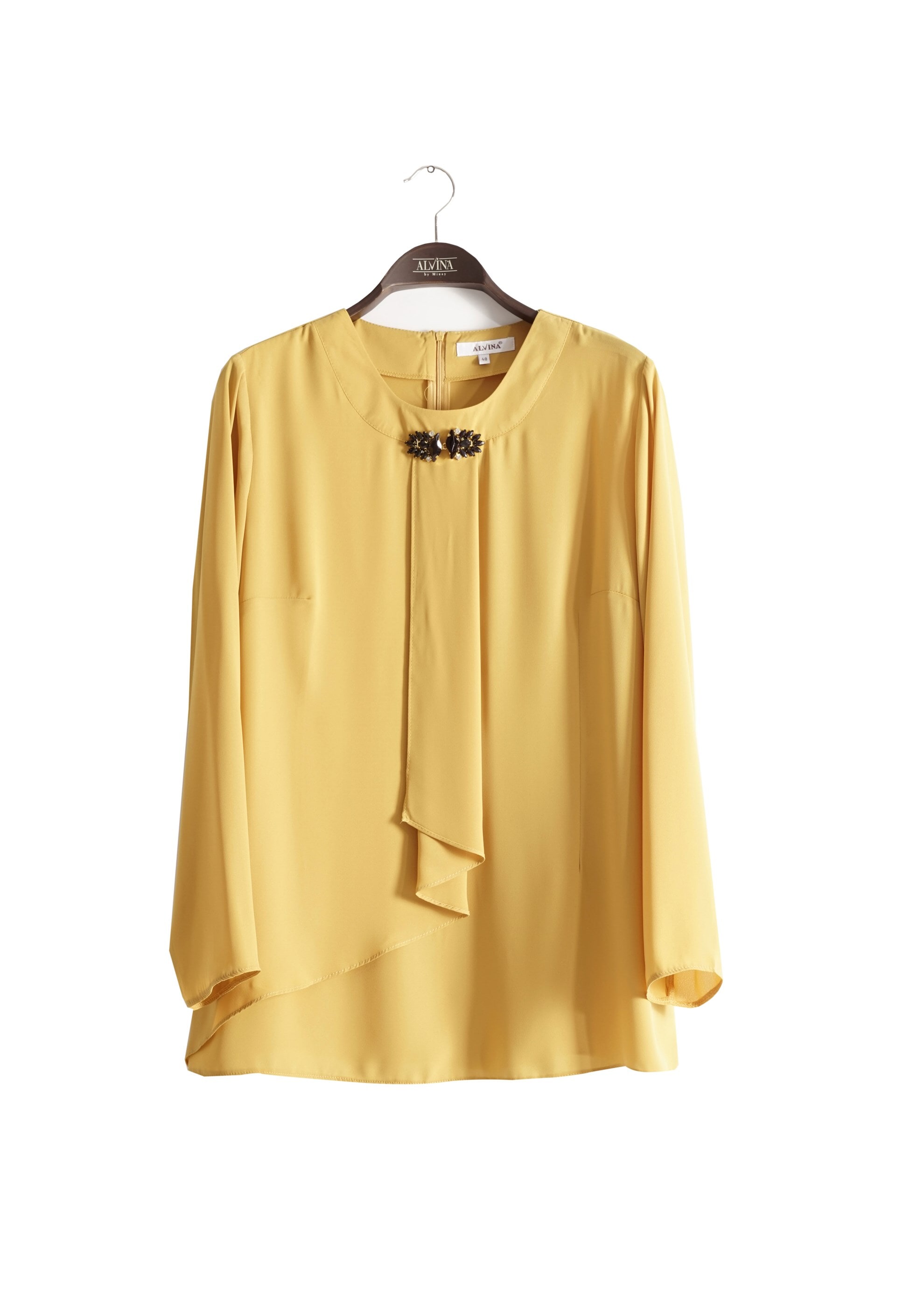 Tesettür giyim SARI YAKASI BROŞ DETAYLI BLUZ 2569