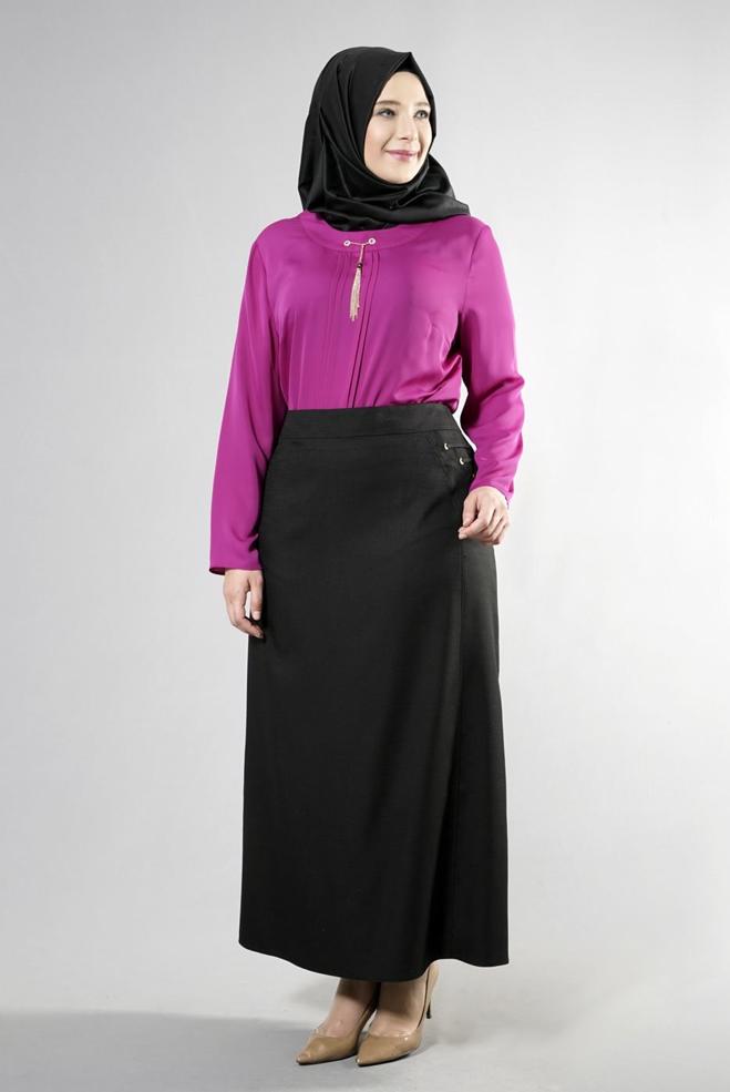 Vêtements hijab POURPRE BLOUSE À COL DÉTAILLÉ CHAÎNE 2574 - ALVİNA