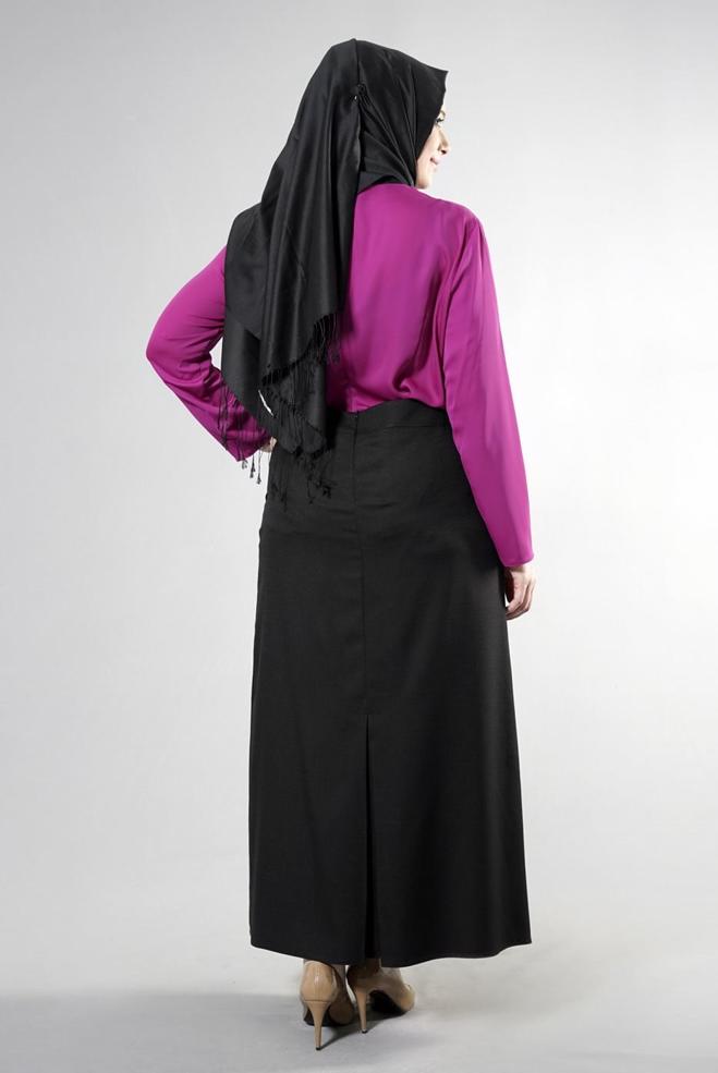 Vêtements hijab POURPRE BLOUSE À COL DÉTAILLÉ CHAÎNE 2574 - ALVİNA