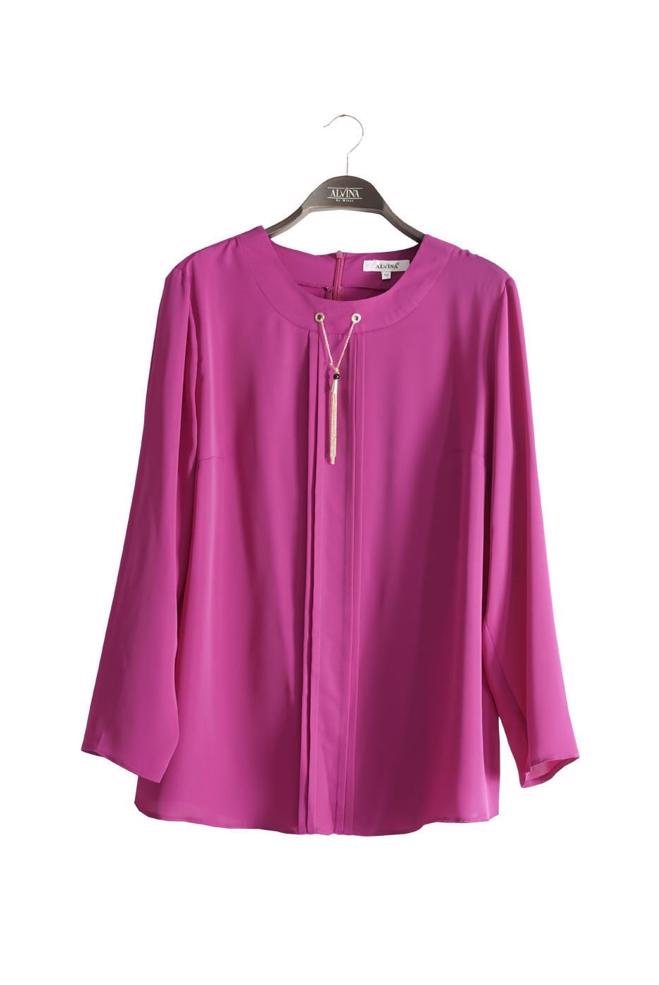 Vêtements hijab POURPRE BLOUSE À COL DÉTAILLÉ CHAÎNE 2574 - ALVİNA