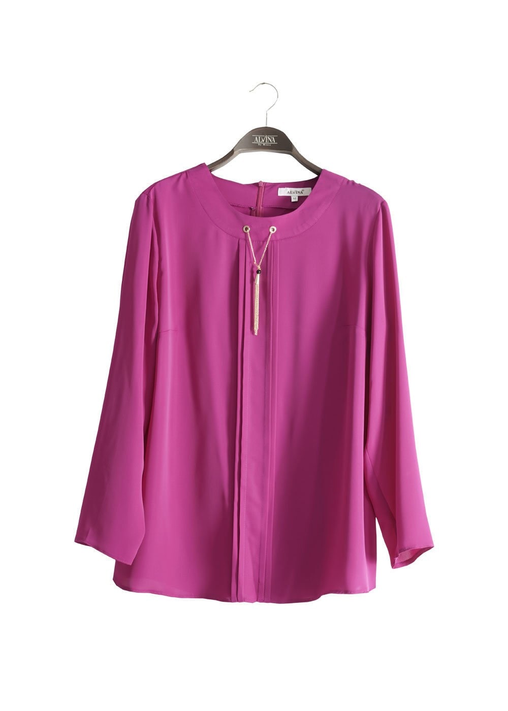 Tesettür giyim MOR YAKASI ZİNCİR BAĞLAMA DETAYLI BLUZ 2574