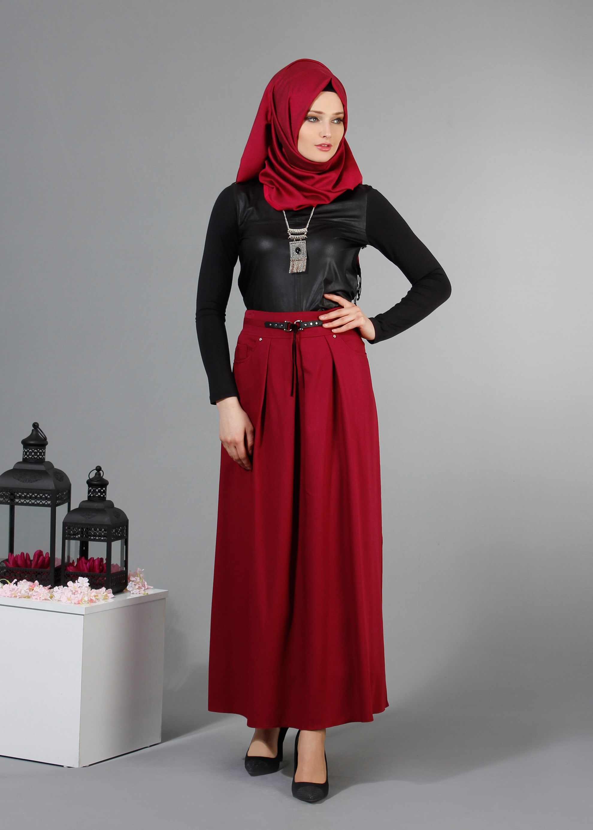 Tesettür giyim SİYAH 4206 New Viskon Lycra Tesettür Bluz 38/44